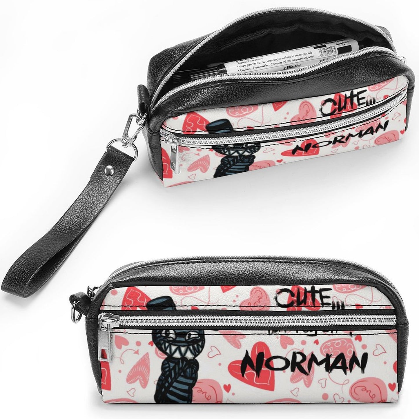 Valentine's Monsters: Cute... but psycho, Norman Versatile Cosmetic Bag & Pencil Case Pouch in Be My Valentine
