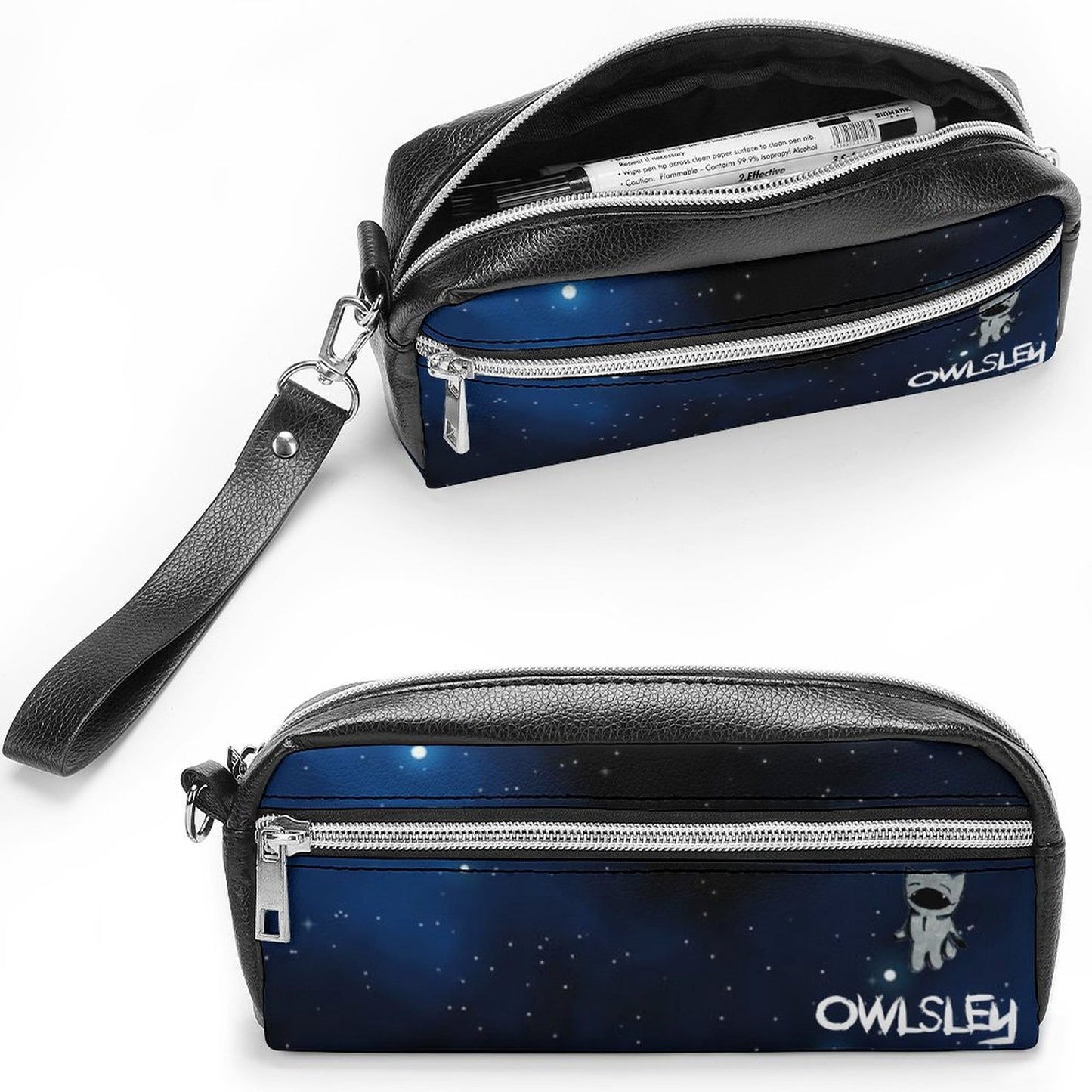 Valentine's Monsters: Owlsley Versatile Cosmetic Bag & Pencil Case Pouch in Star Gazing