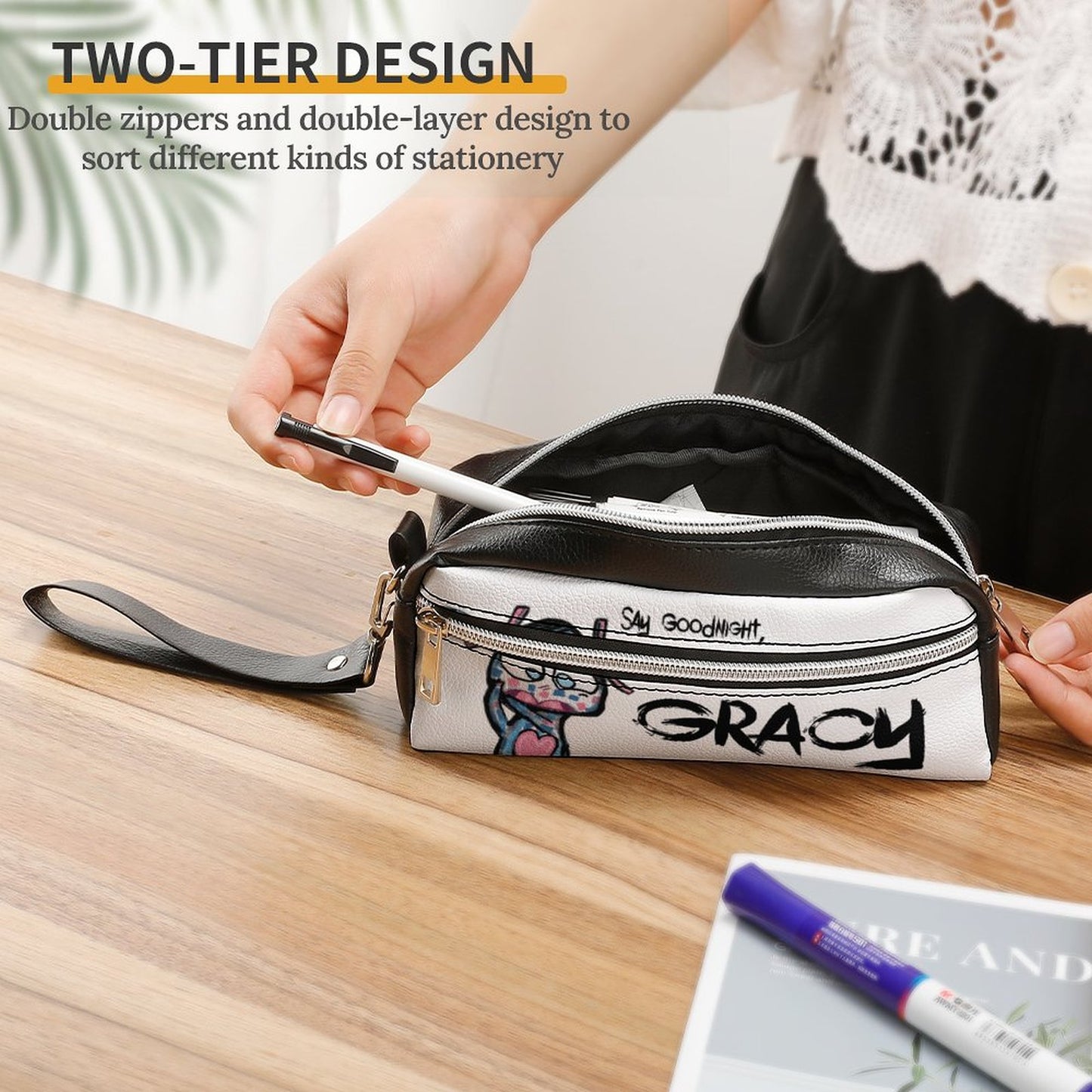Valentine's Monsters: Say Goodnight Gracy Versatile Cosmetic Bag & Pencil Case Pouch in Void