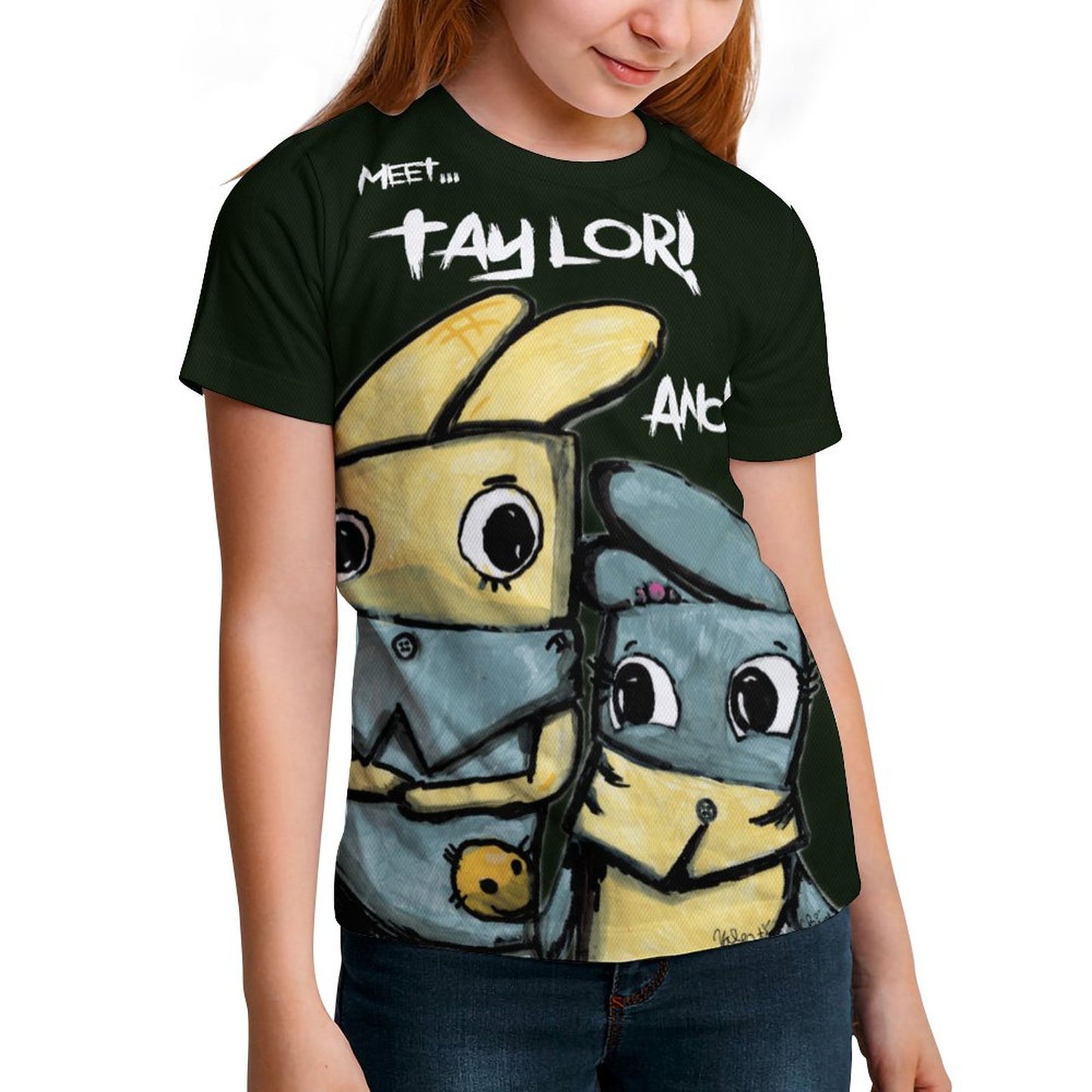 Valentine's Monsters Taylor and Lily Children's T-Shirt - Black