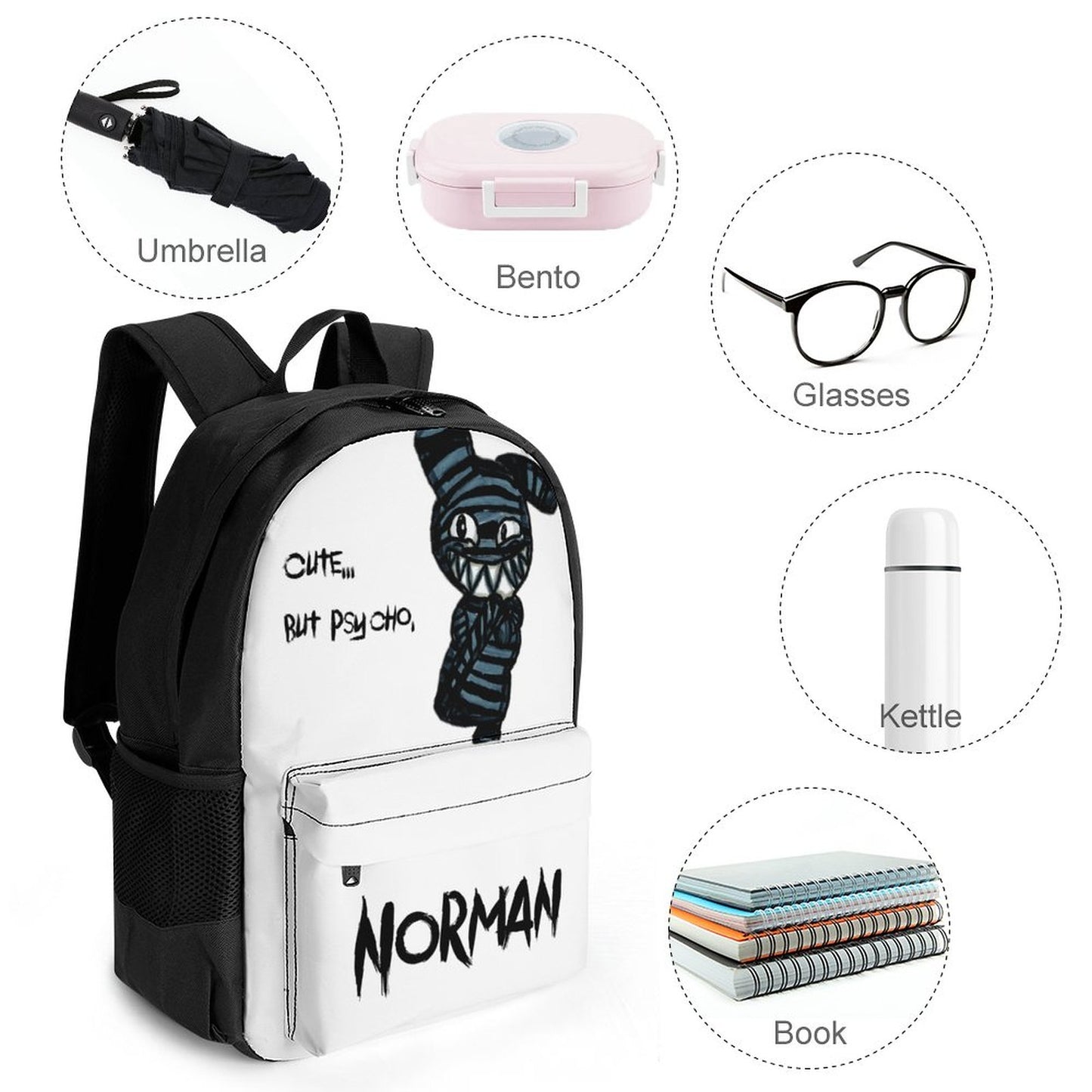 Valentine's Monsters: Cute... but psycho, Norman Backpack in Void