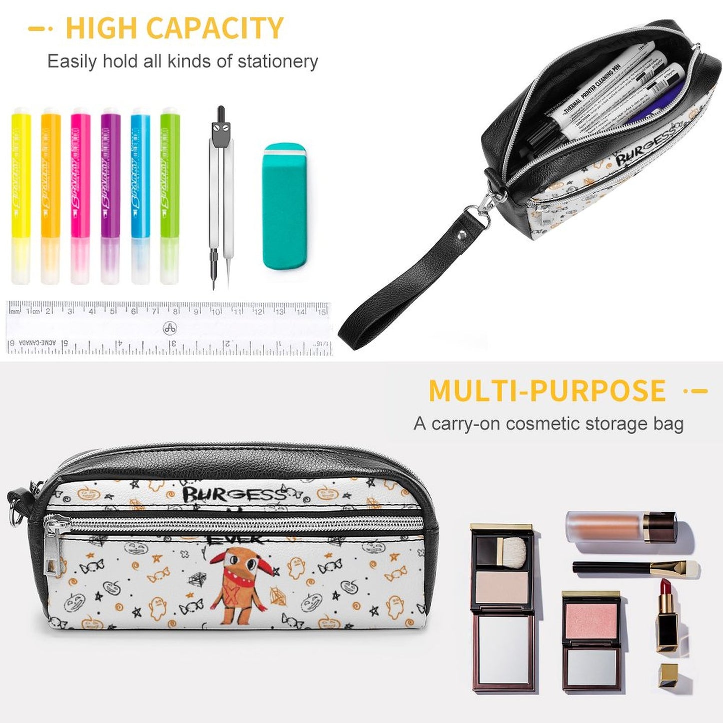 Valentine's Monsters: Burgess 4 Ever Versatile Cosmetic Bag & Pencil Case Pouch in Halloween