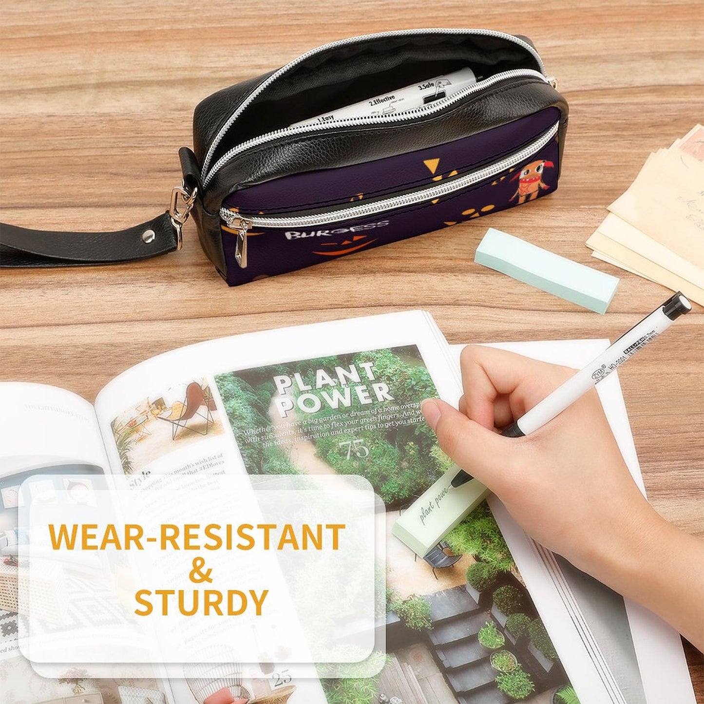 Valentine's Monsters: Burgess Versatile Cosmetic Bag & Pencil Case Pouch in Jack'o'lantern