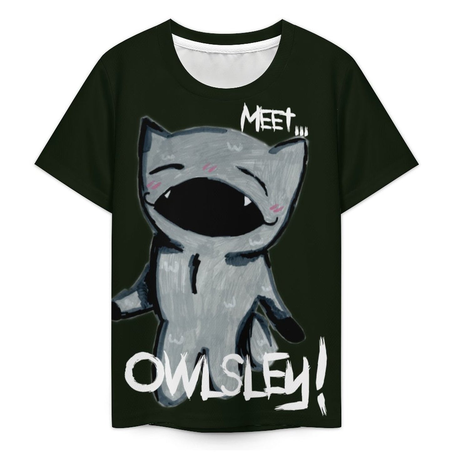 Valentine's Monsters: Meet Owlsley! Children's T-Shirt in Black