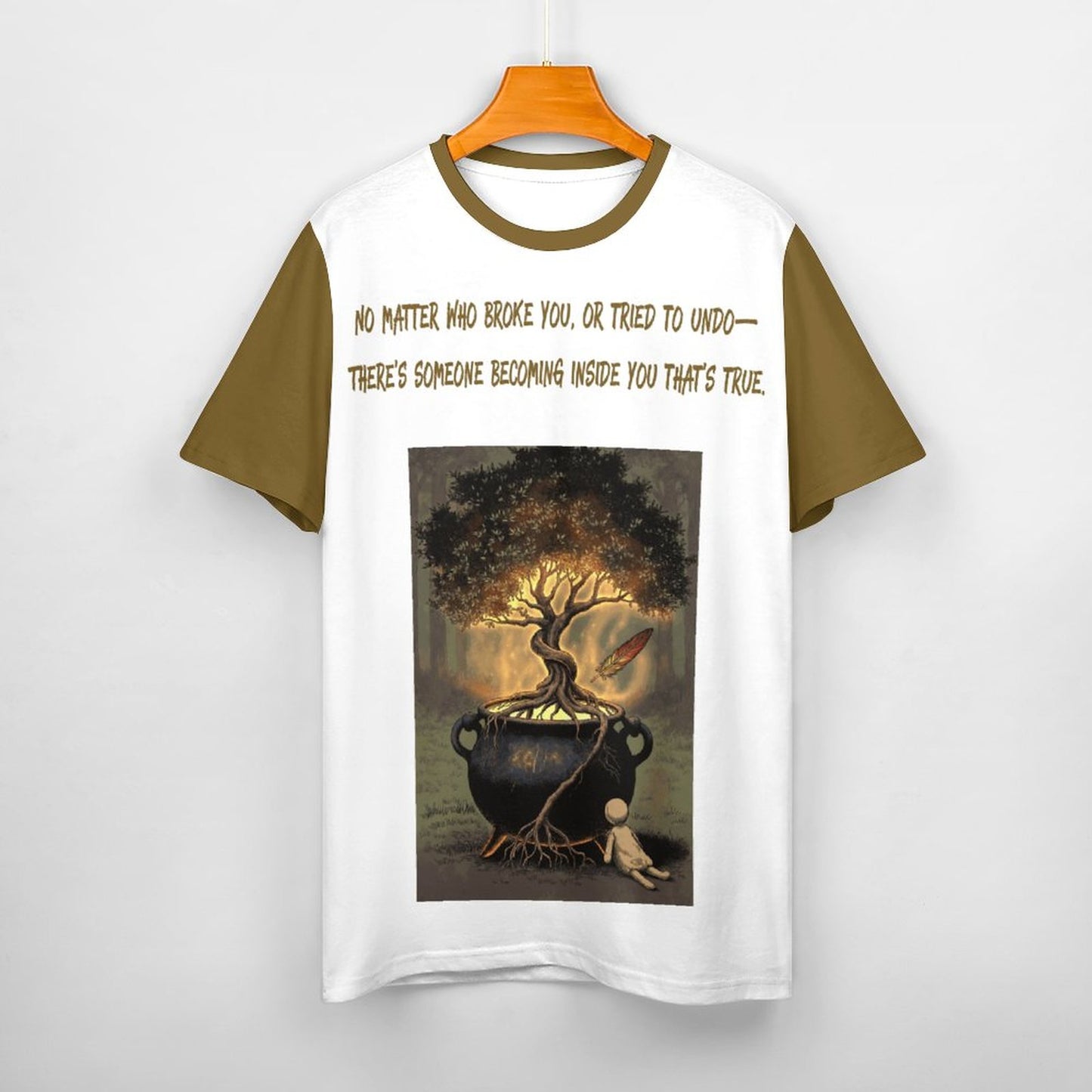 No Matter who Broke You T-Shirt for Women in White w/Ochre