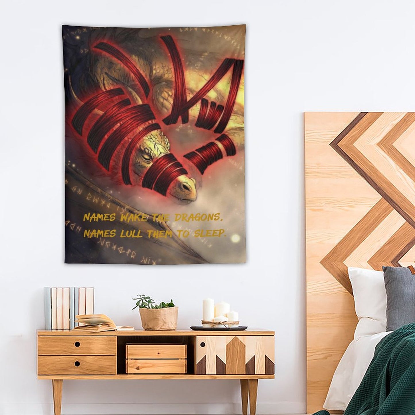Rumpelstiltskin Collection: Names wake the Dragons Vertical Tapestry