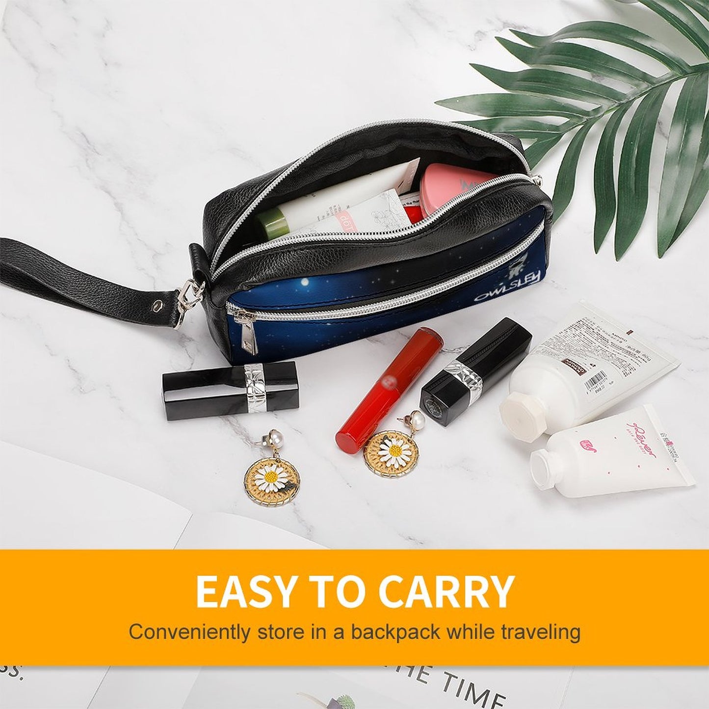 Valentine's Monsters: Owlsley Versatile Cosmetic Bag & Pencil Case Pouch in Star Gazing