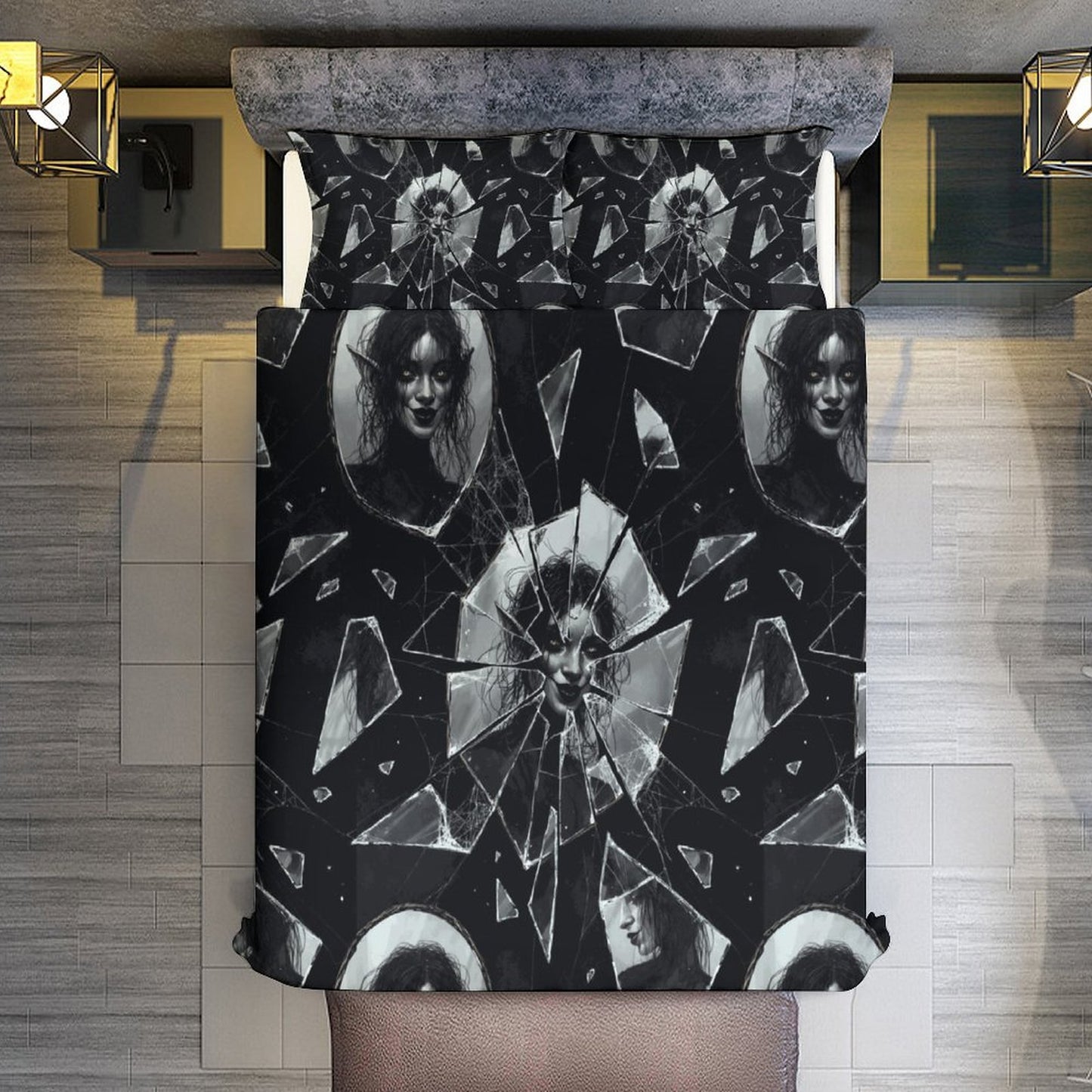 The Goblin Grins Collection: There's a Goblin In My Mirror 3-Piece Bedding Set-102"x90"/ 259x229cm (Dual-sided Printing)