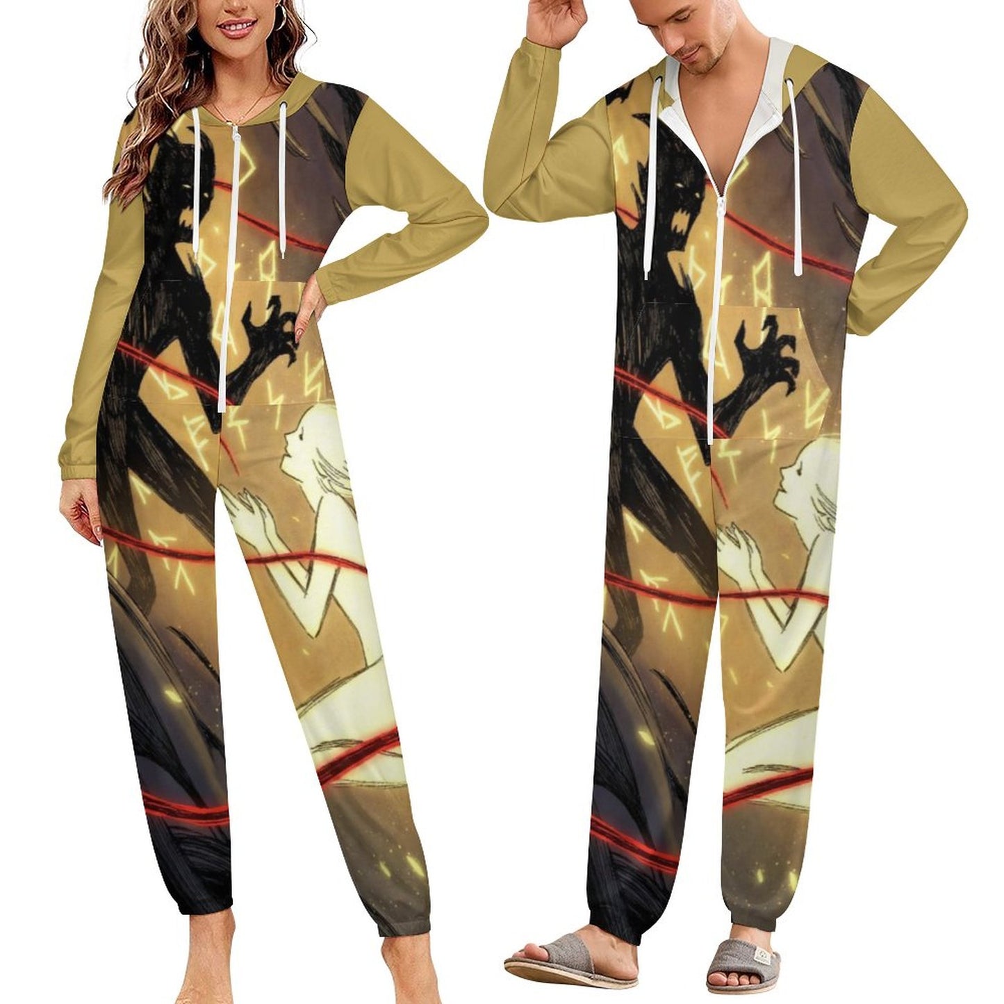 Rumpelstiltskin Collection:  Demons Who Flee Women Zip up Jumpsuit Pajama