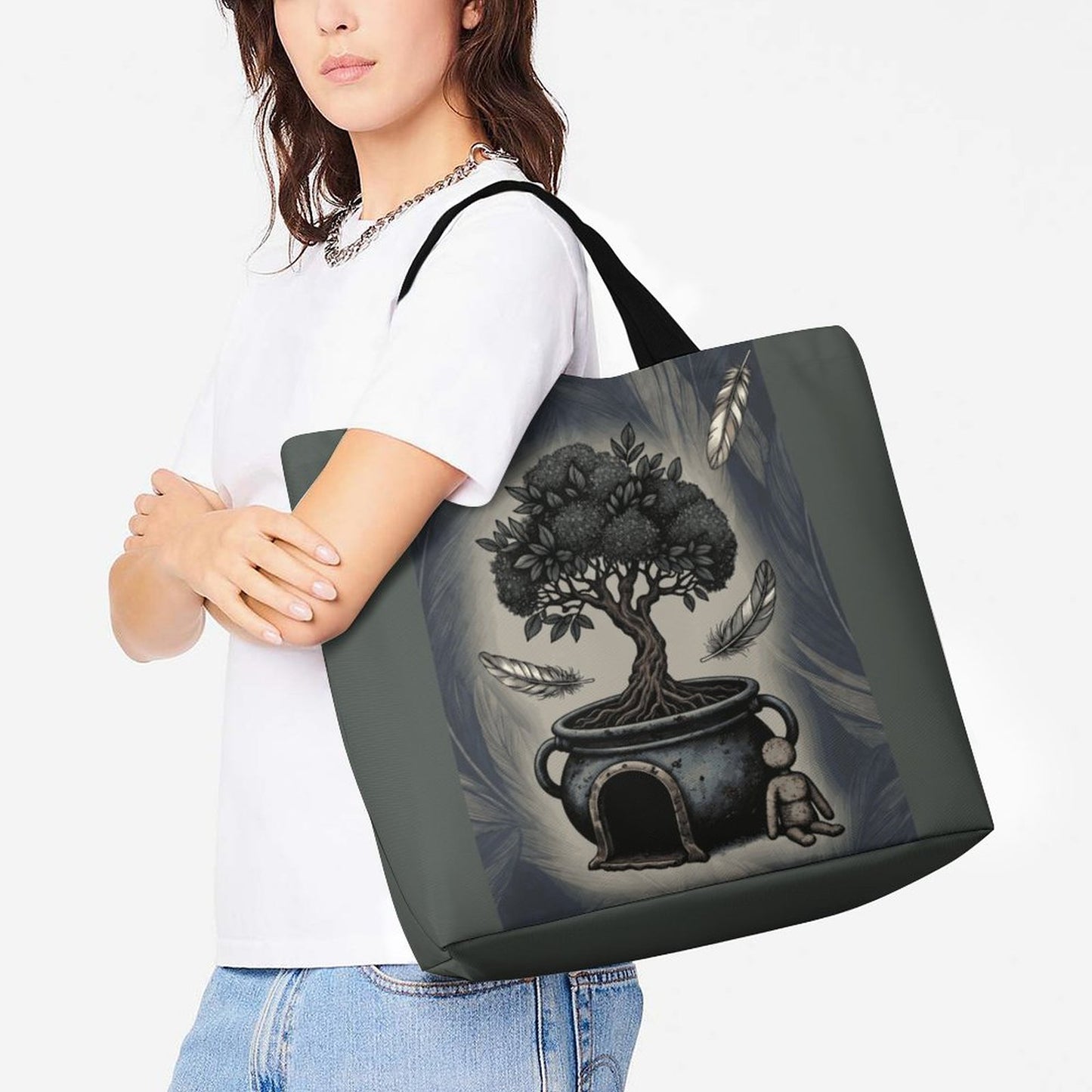 Cauldron Tree Large One Shoulder Shopping Bag