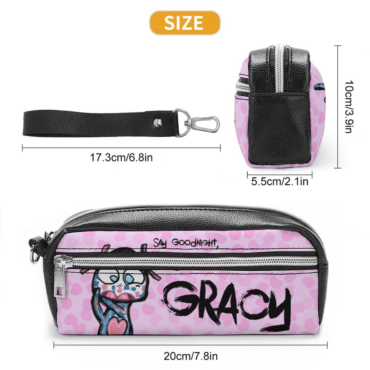 Valentine's Monsters: Say Goodnight Gracy Versatile Cosmetic Bag & Pencil Case Pouch in Soft Pink