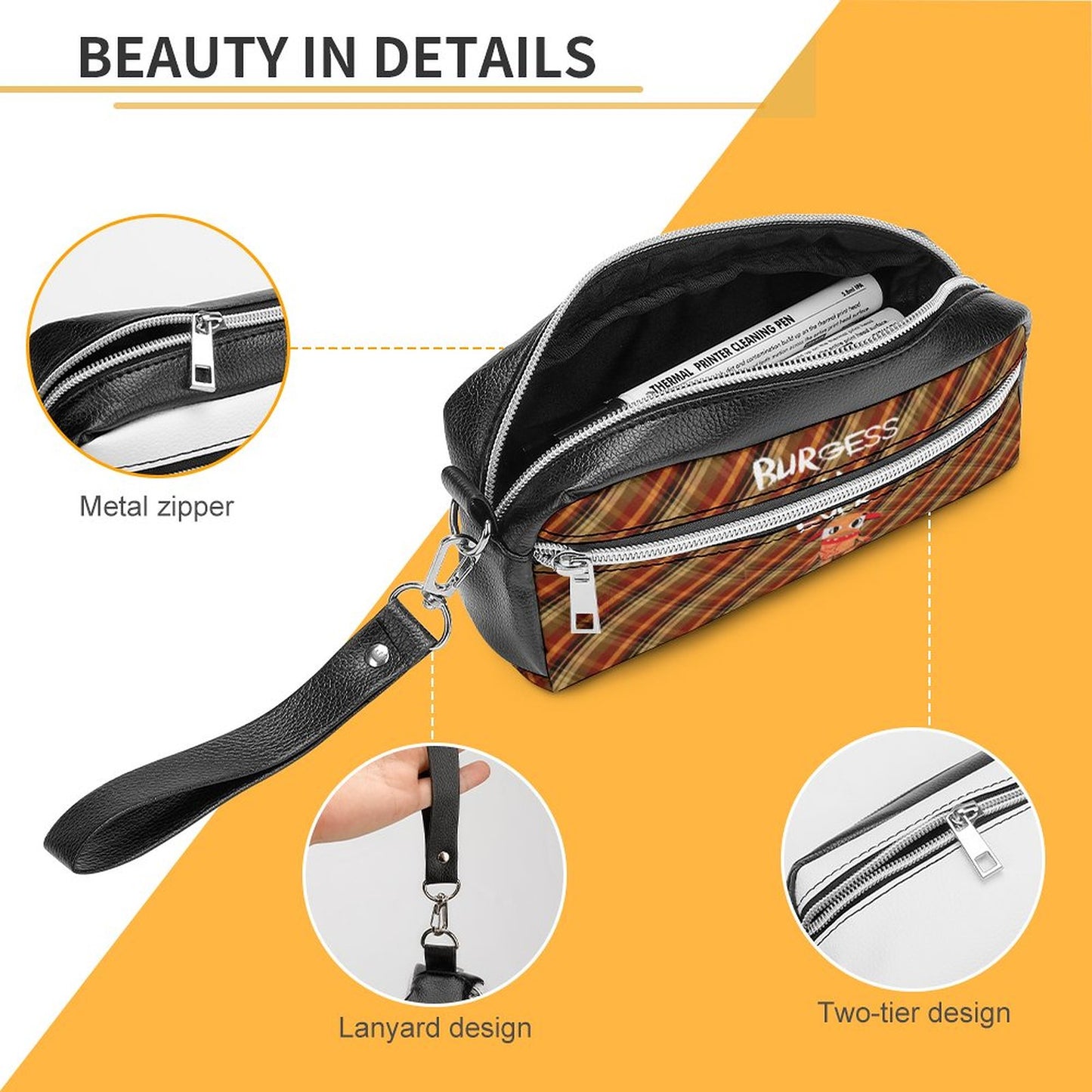 Valentine's Monsters: Burgess 4 Ever Versatile Cosmetic Bag & Pencil Case Pouch Autumn Plaid