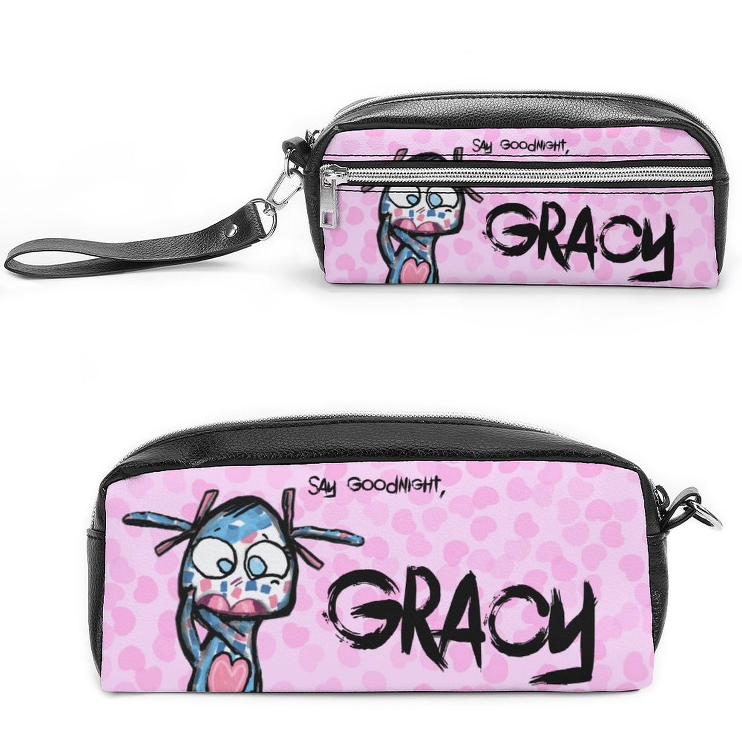 Valentine's Monsters: Say Goodnight Gracy Versatile Cosmetic Bag & Pencil Case Pouch in Soft Pink