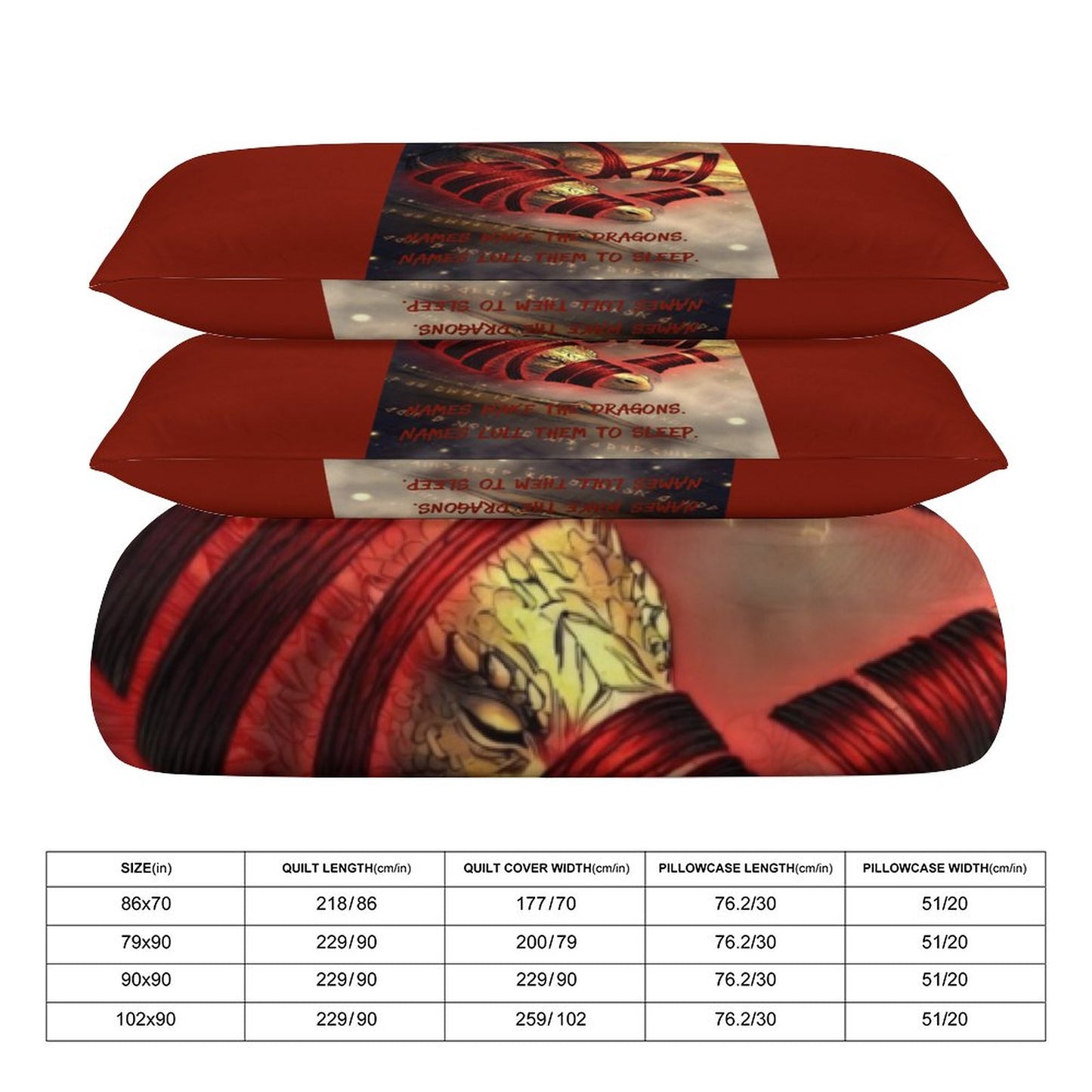 Rumpelstiltskin Collection: Names wake the Dragons 3-Piece Bedding Set-102"x90"/ 259x229cm (Dual-sided Printing)