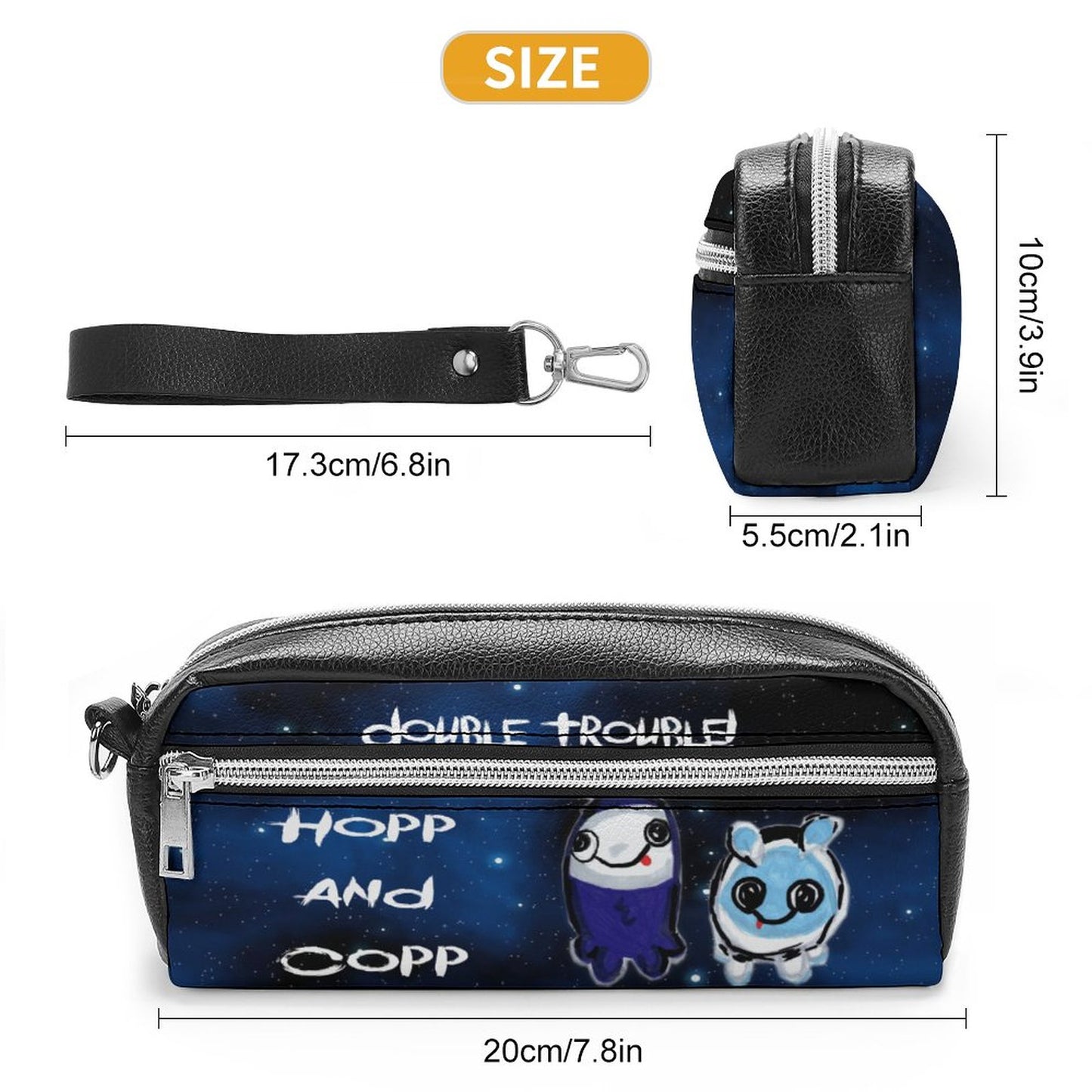 Valentine's Monsters: Double Trouble Hopp and Copp Versatile Cosmetic Bag & Pencil Case Pouch in Stargazing