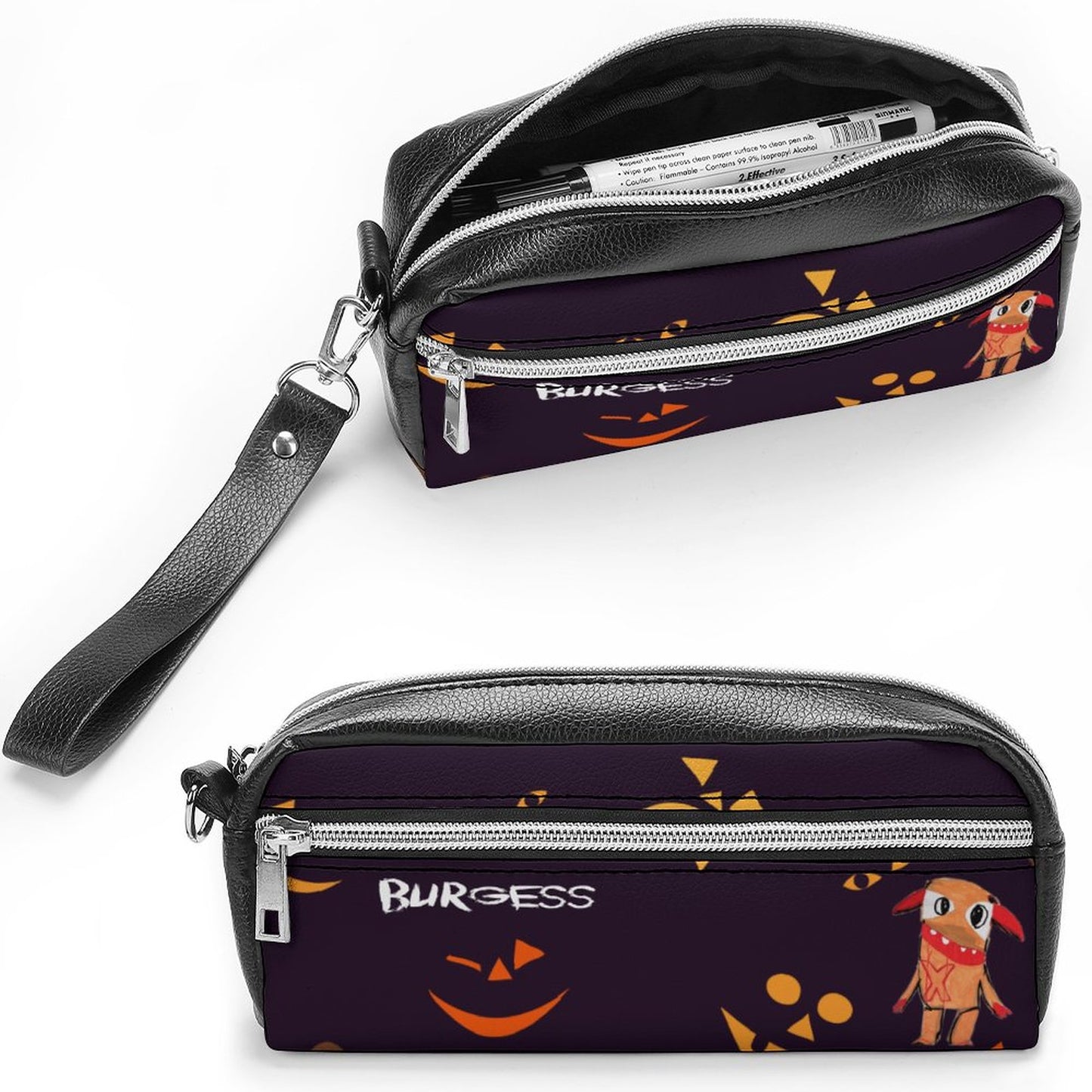 Valentine's Monsters: Burgess Versatile Cosmetic Bag & Pencil Case Pouch in Jack'o'lantern