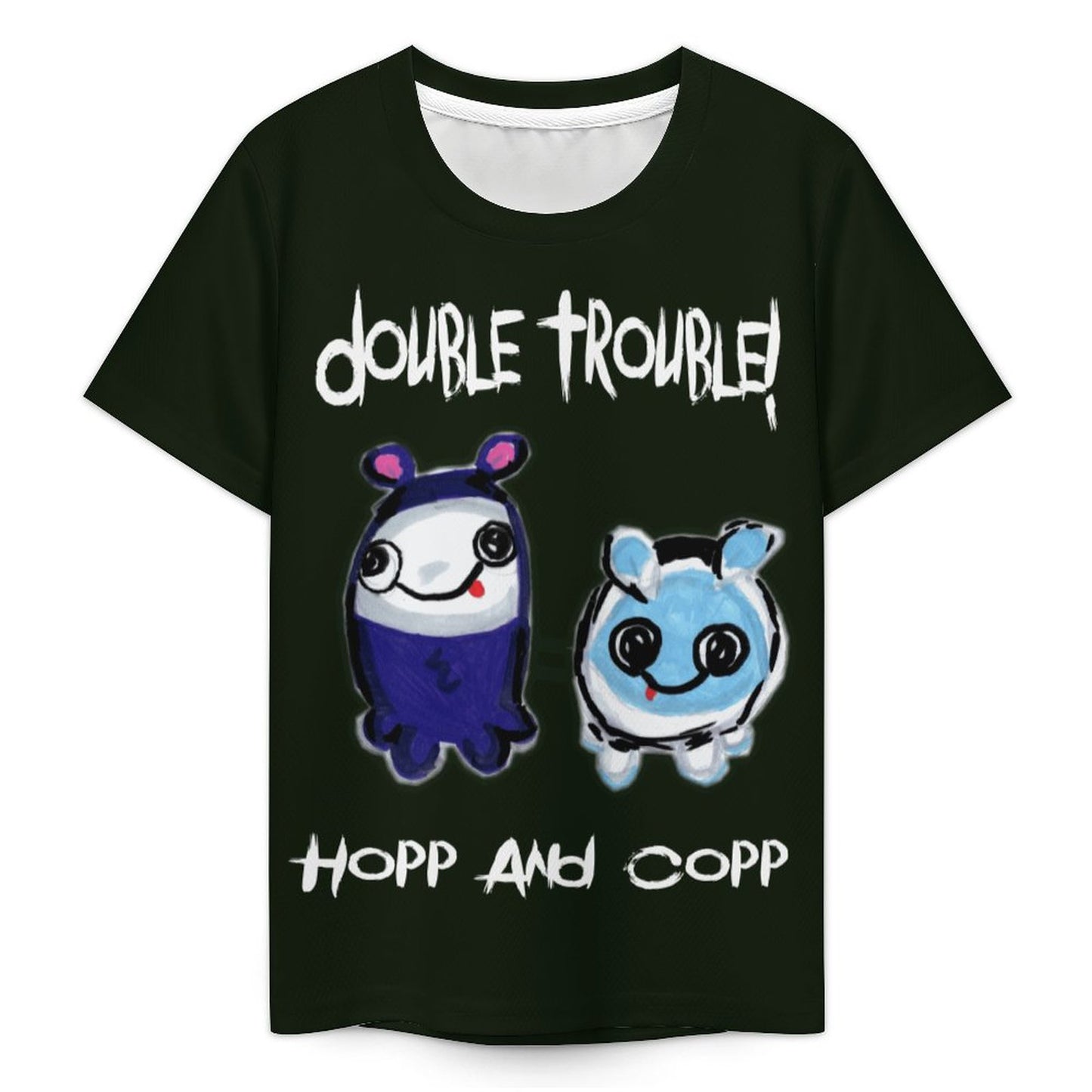 Valentine's Monsters: Double Trouble Hopp and Copp Children's T-Shirt in Black