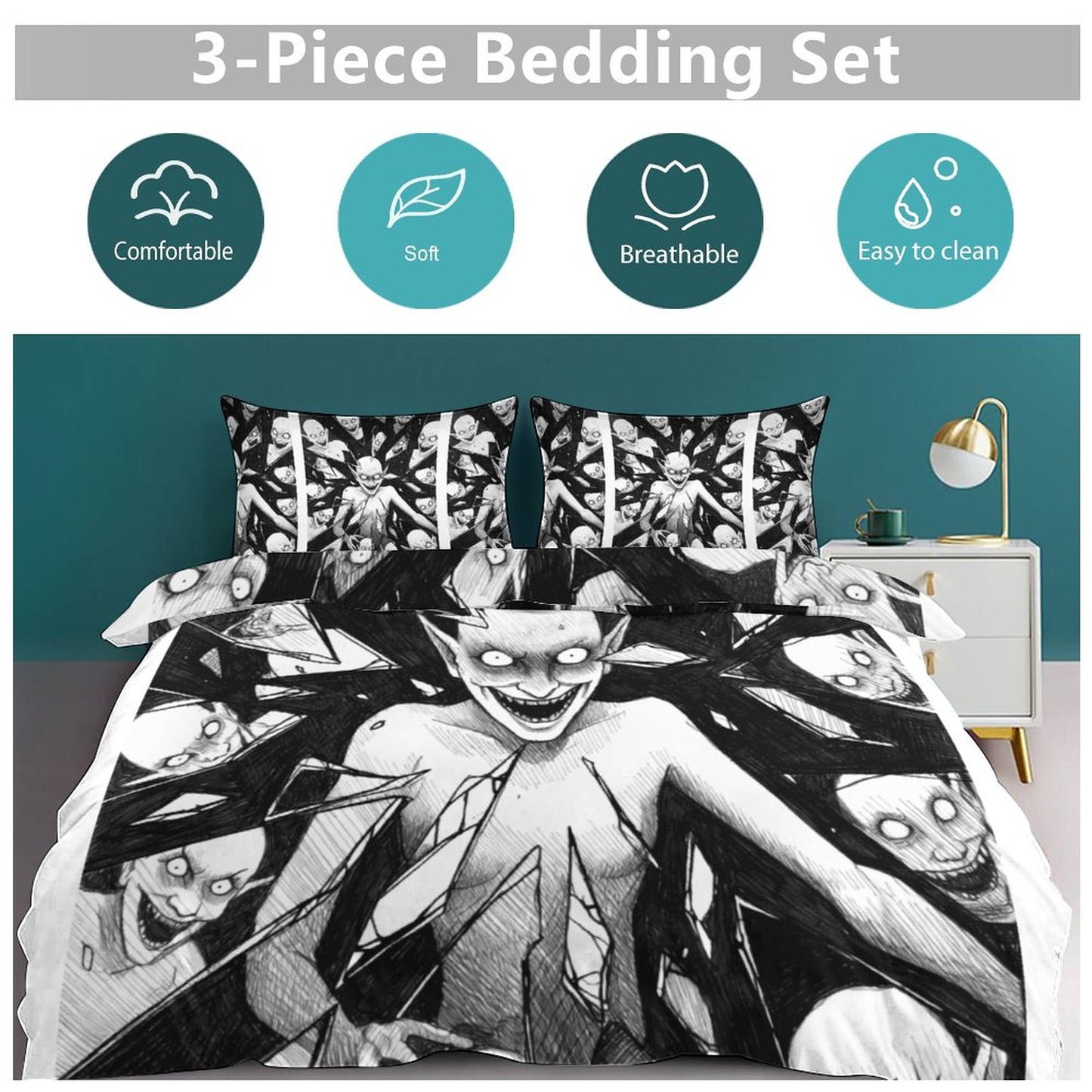 The Goblin Grins Collection: Breaking Through 3-Piece Bedding Set-102"x90"/ 259x229cm (Dual-sided Printing)