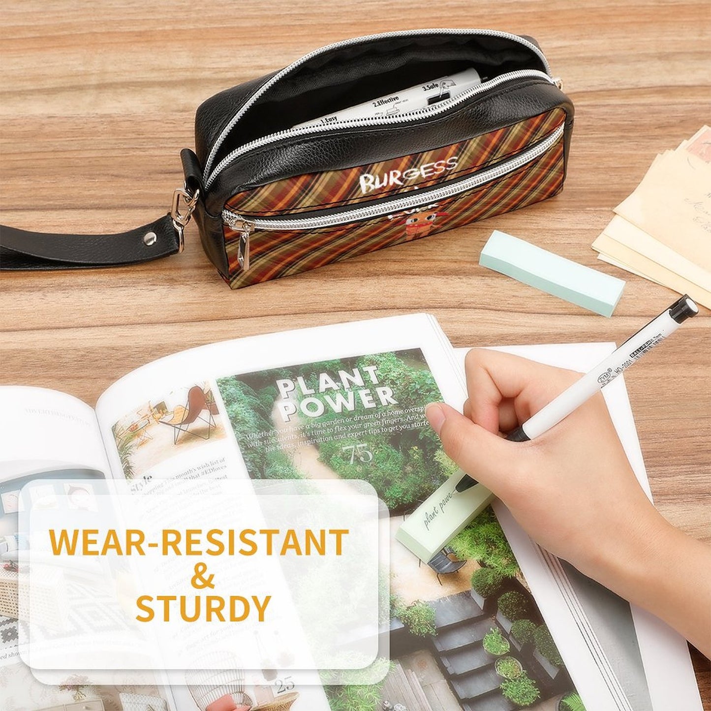 Valentine's Monsters: Burgess 4 Ever Versatile Cosmetic Bag & Pencil Case Pouch Autumn Plaid