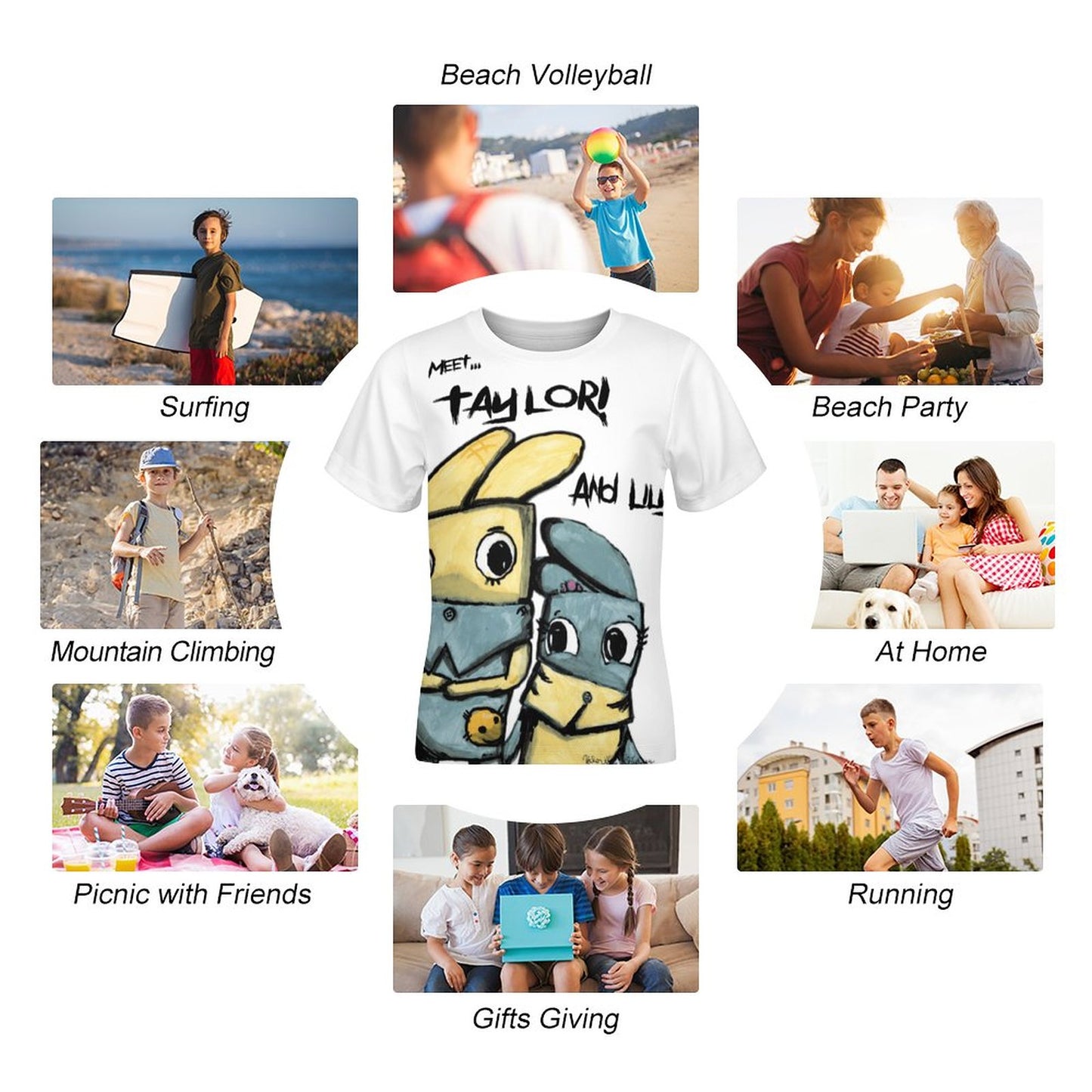 Valentine's Monsters Taylor and Lily Children's T-Shirt in Void