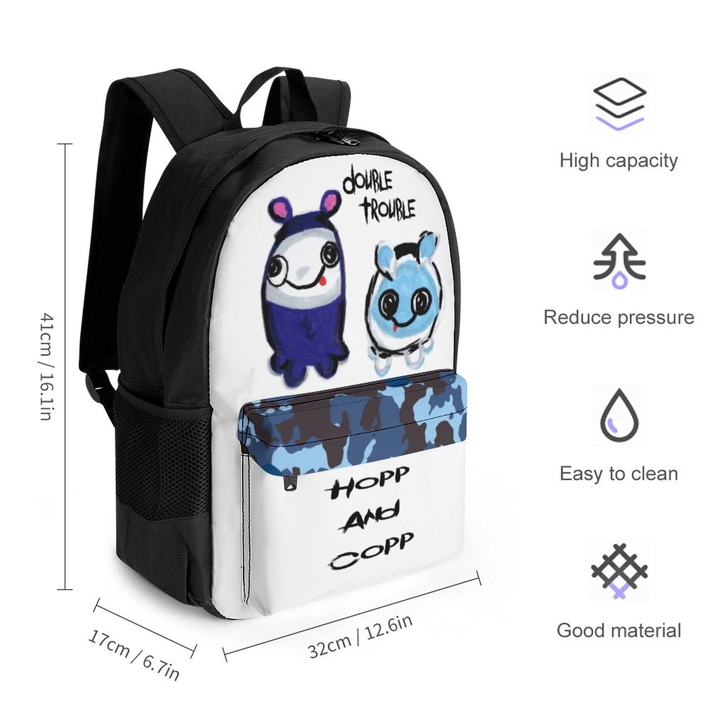 Valentine's Monsters: Double Trouble Hopp and Copp Backpack in Void + Camo