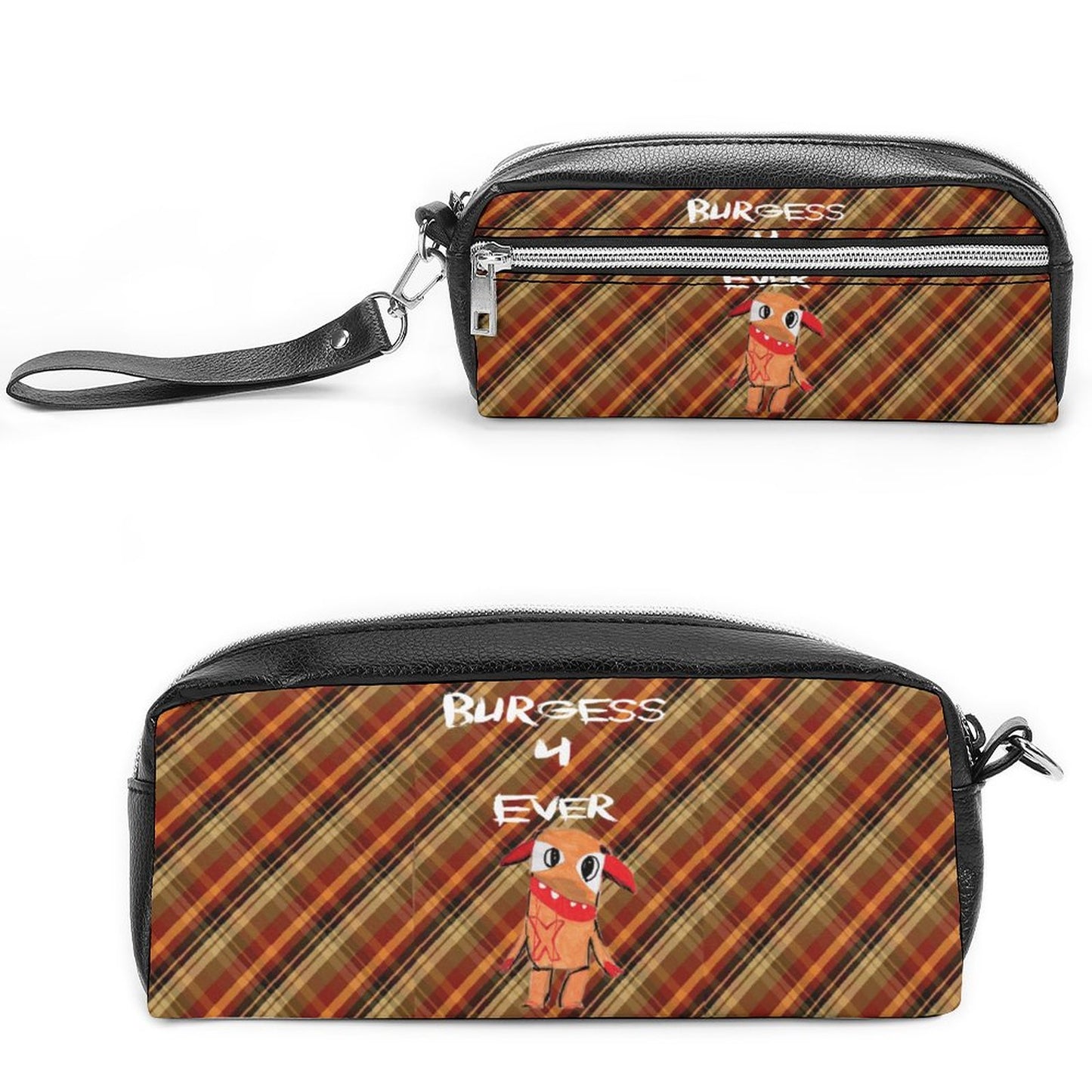 Valentine's Monsters: Burgess 4 Ever Versatile Cosmetic Bag & Pencil Case Pouch Autumn Plaid