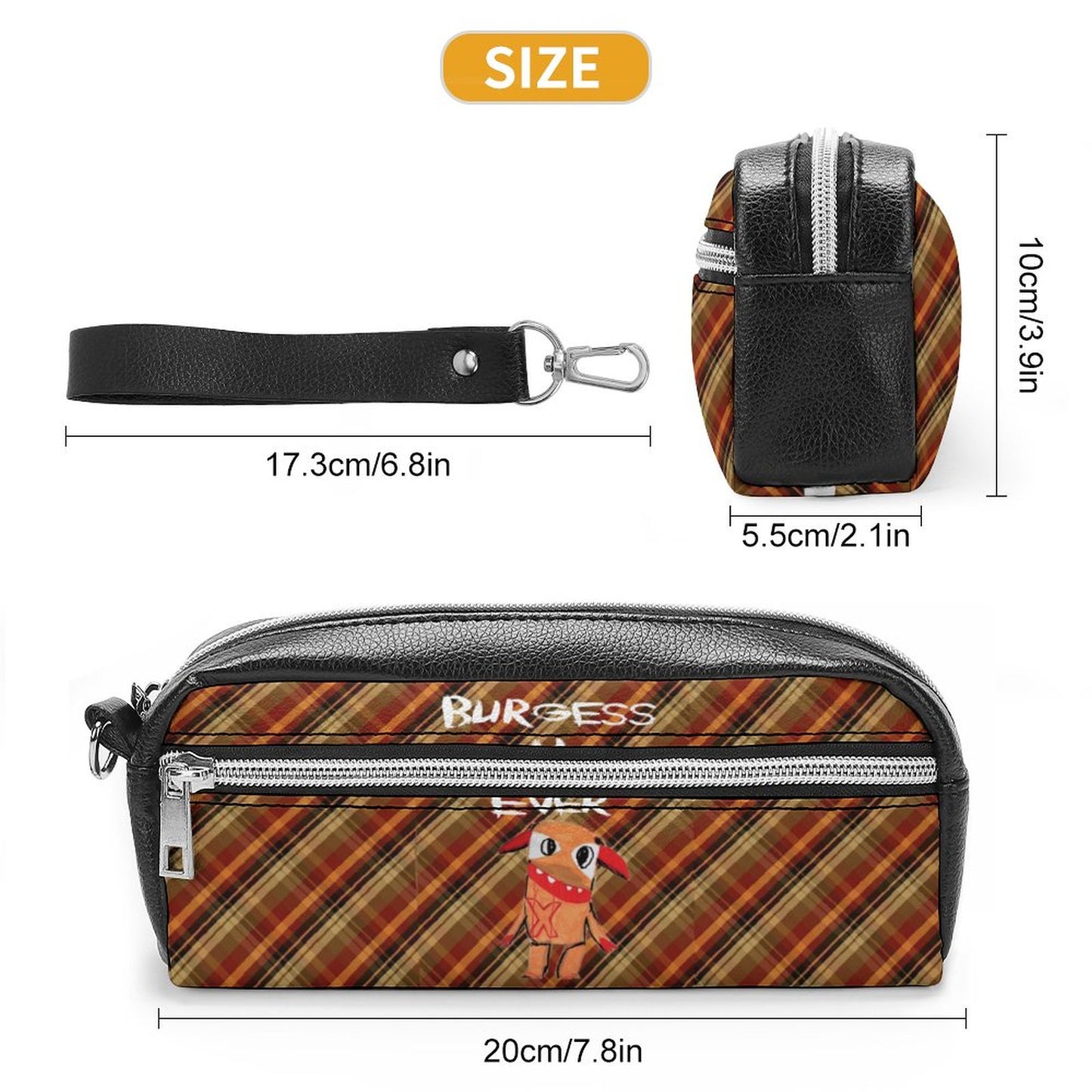 Valentine's Monsters: Burgess 4 Ever Versatile Cosmetic Bag & Pencil Case Pouch Autumn Plaid