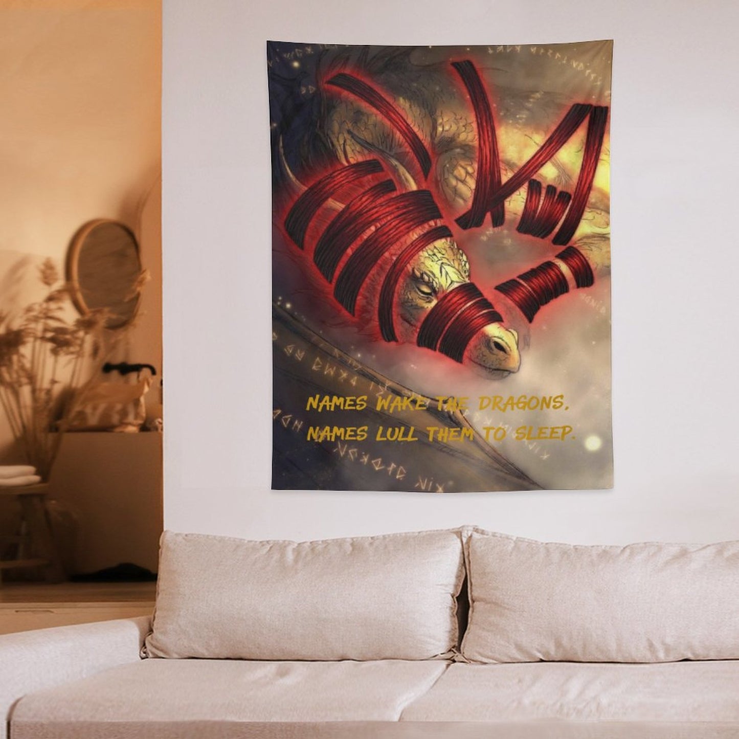 Rumpelstiltskin Collection: Names wake the Dragons Vertical Tapestry
