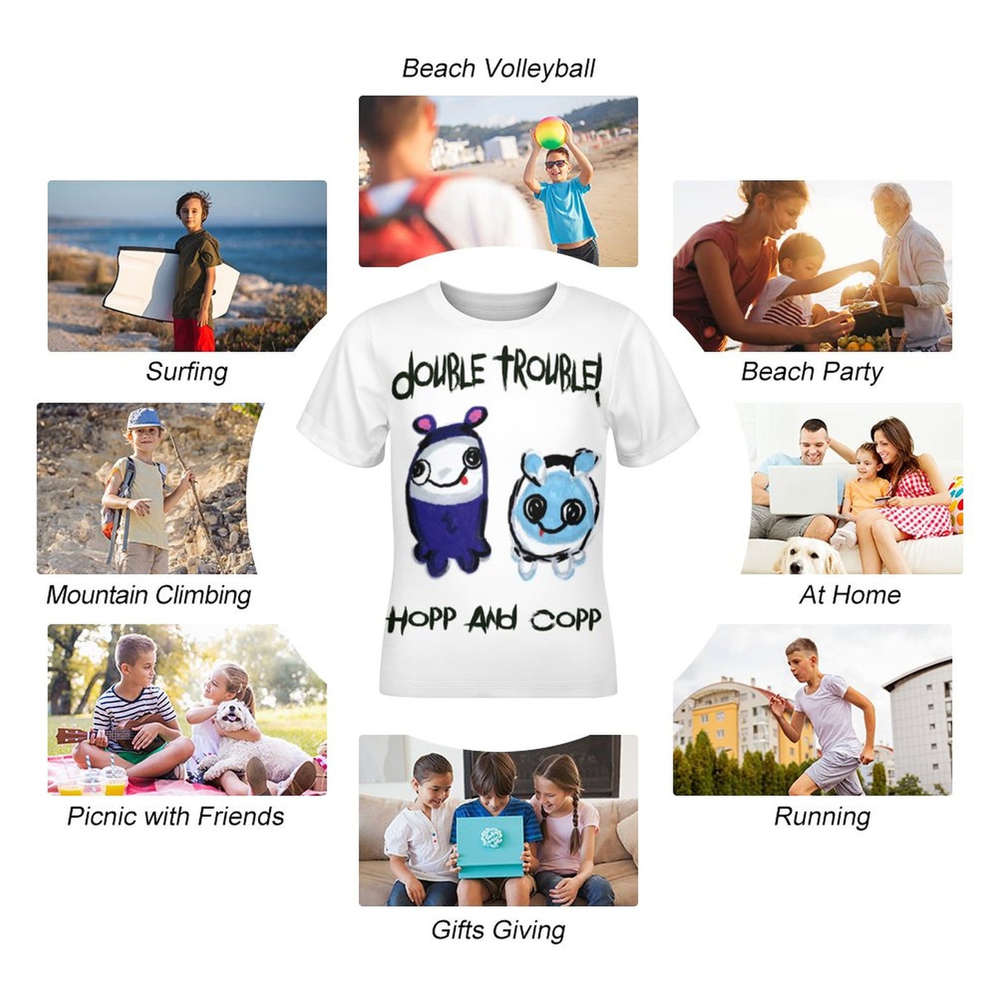 Valentine's Monsters: Double Trouble Hopp and Copp Children's T-Shirt in Void