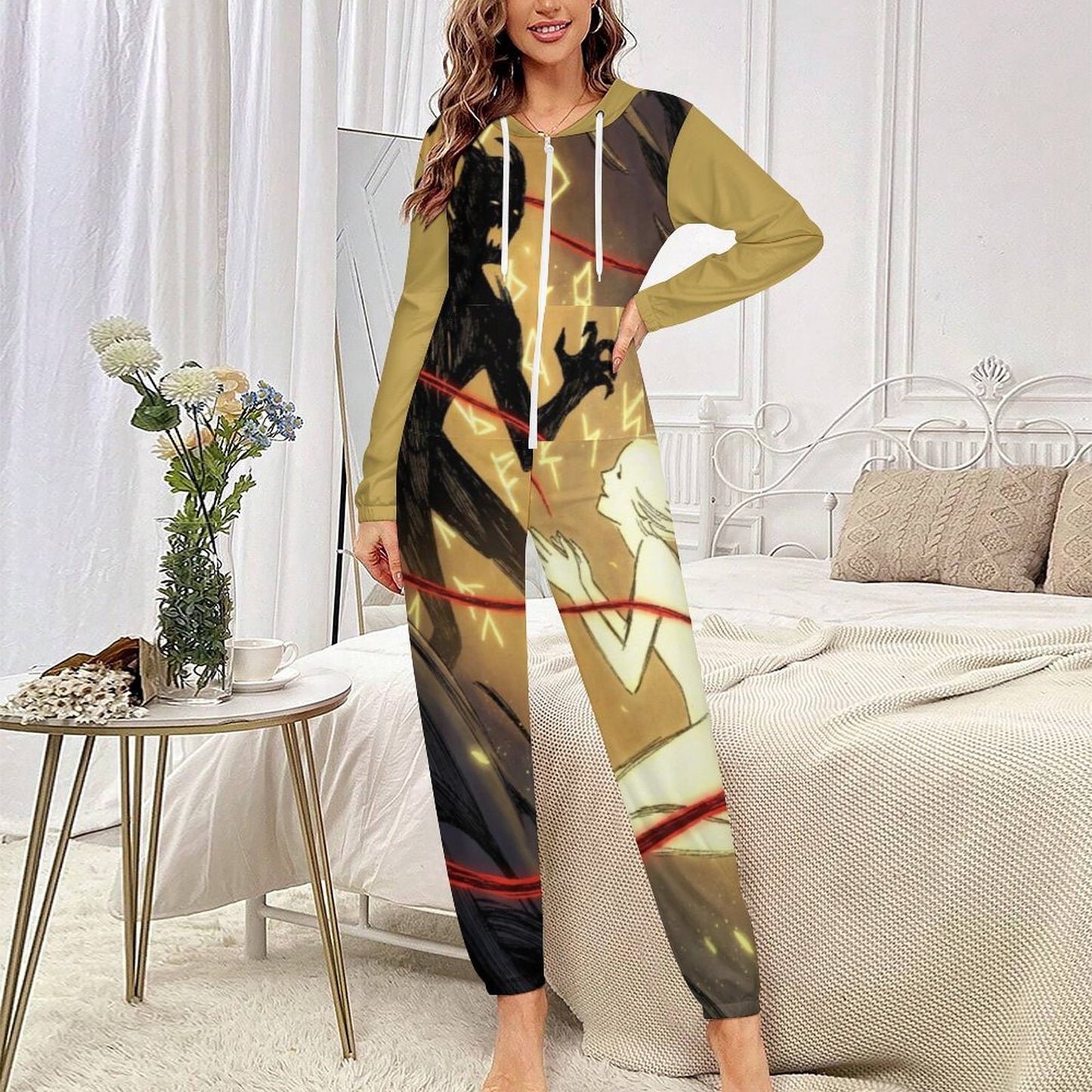 Rumpelstiltskin Collection:  Demons Who Flee Women Zip up Jumpsuit Pajama