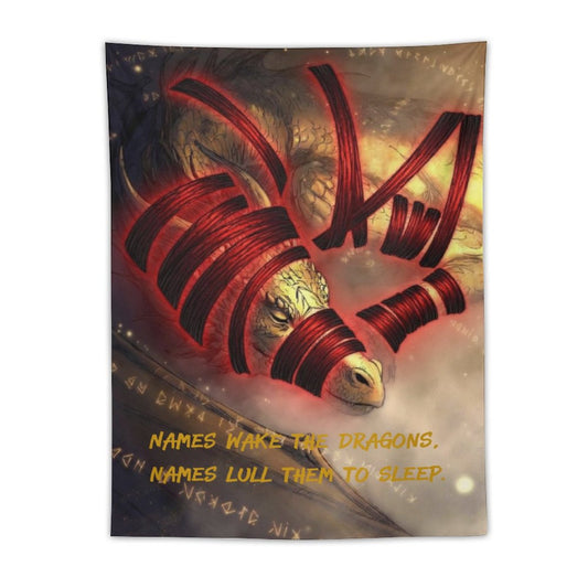 Rumpelstiltskin Collection: Names wake the Dragons Vertical Tapestry
