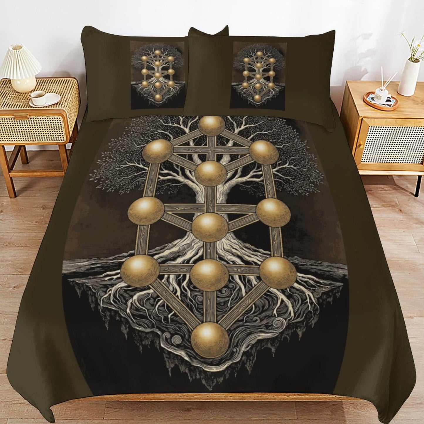 Tree of Life 3-Piece Bedding Set-102"x90"/ 259x229cm (Dual-sided Printing)