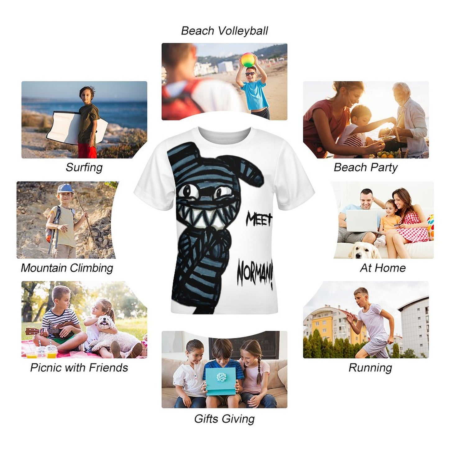 Valentine's Monsters: Cute... but psycho, Norman  Children's T-Shirt in Void