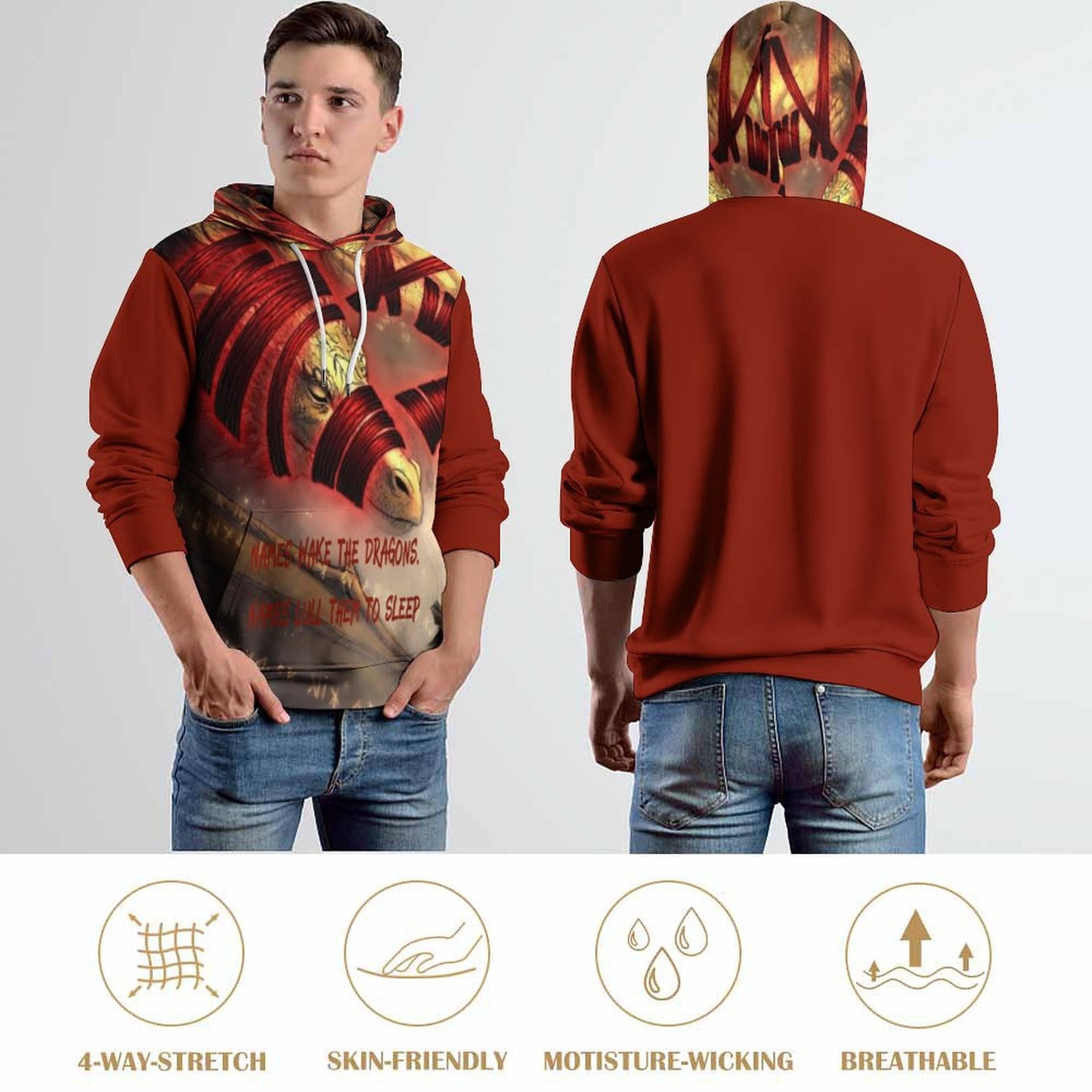 Rumpelstiltskin Collection: Names wake the Dragons Men's Cool Hoodie with Double-layer Cap