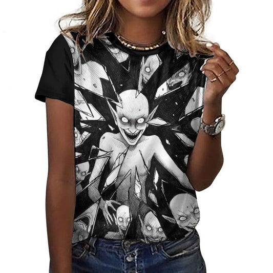 The Goblin Grins Collection: Breaking Through T-Shirt for Women Black Trim