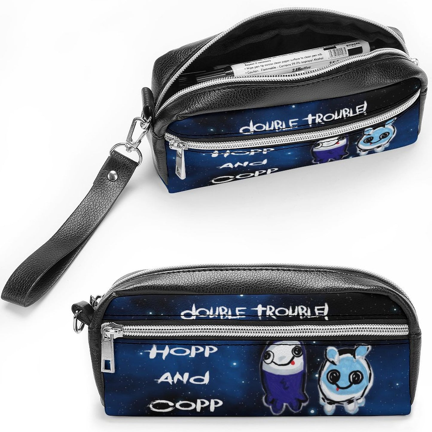 Valentine's Monsters: Double Trouble Hopp and Copp Versatile Cosmetic Bag & Pencil Case Pouch in Stargazing