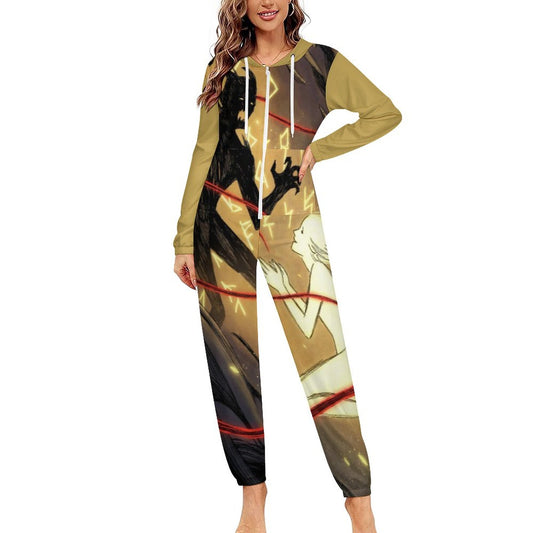 Rumpelstiltskin Collection:  Demons Who Flee Women Zip up Jumpsuit Pajama