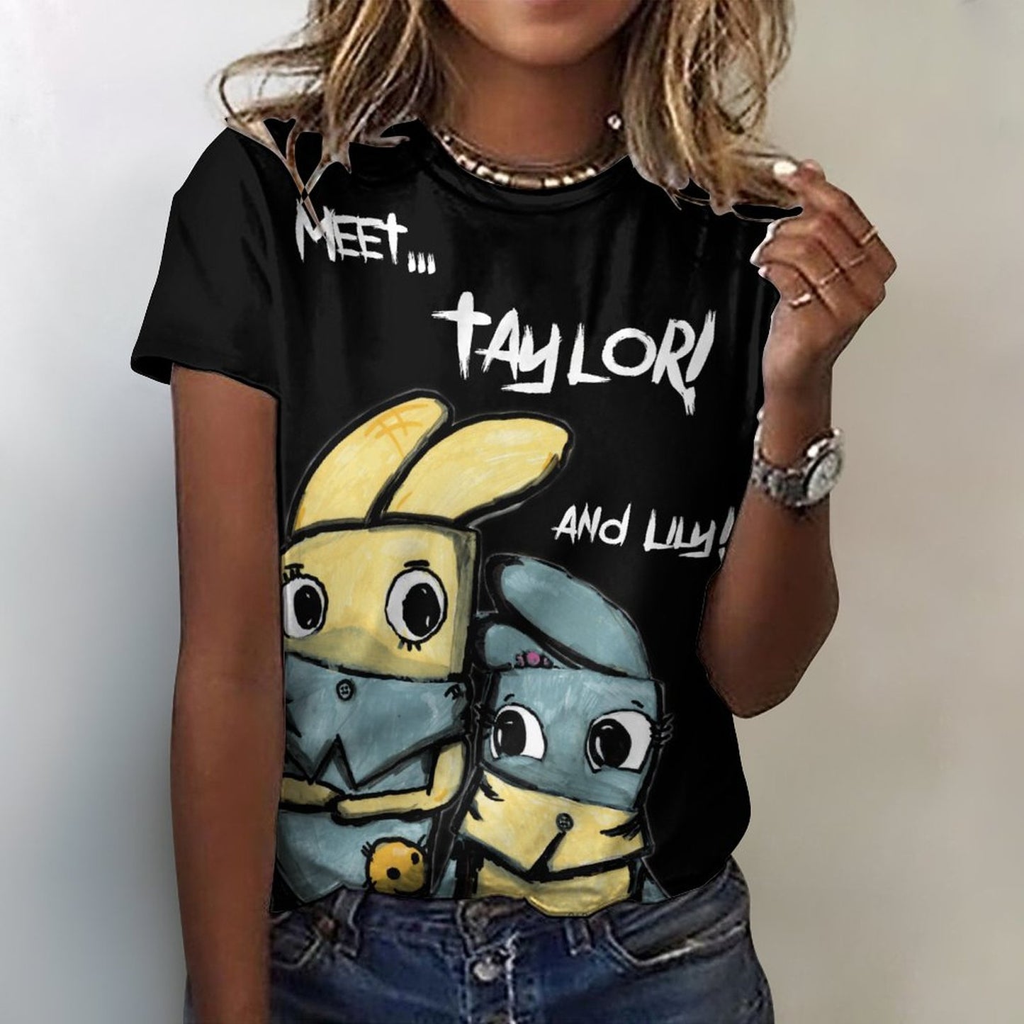 Valentine's Monsters Taylor and Lily Women's T-Shirt in Black