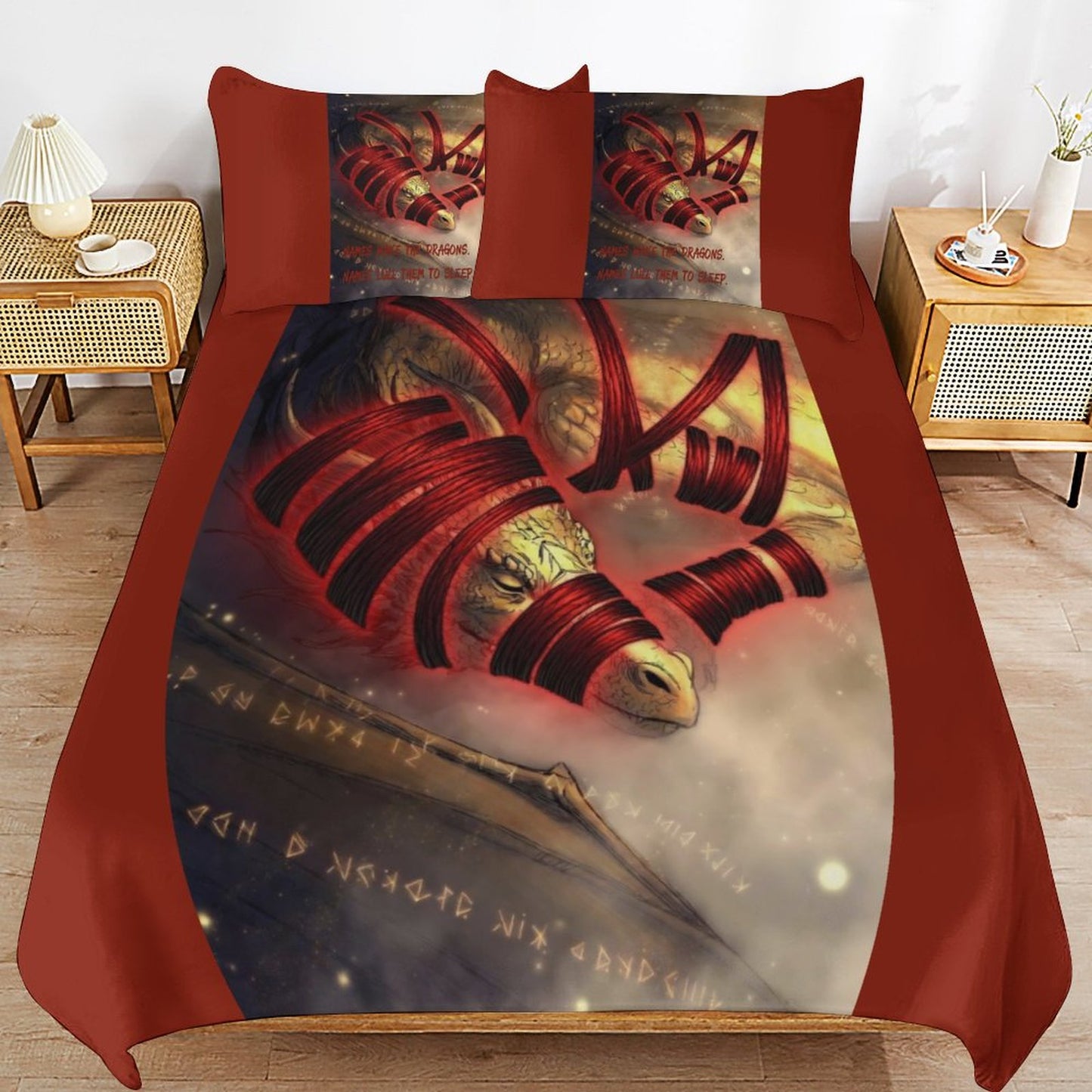 Rumpelstiltskin Collection: Names wake the Dragons 3-Piece Bedding Set-102"x90"/ 259x229cm (Dual-sided Printing)