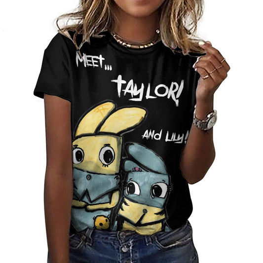 Valentine's Monsters Taylor and Lily Women's T-Shirt in Black