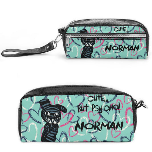 Valentine's Monsters: Cute... but psycho, Norman Versatile Cosmetic Bag & Pencil Case Pouch in Teal Crush