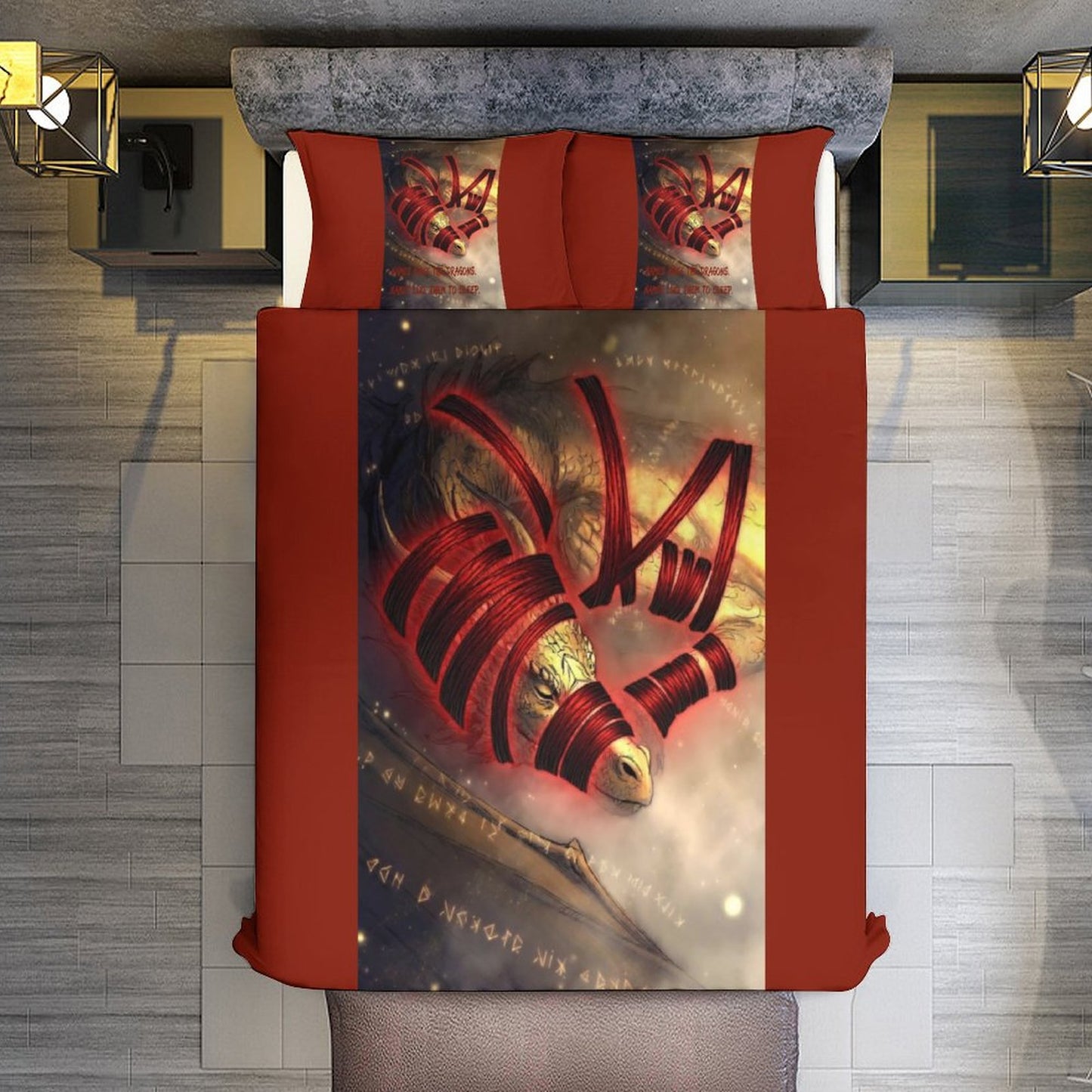 Rumpelstiltskin Collection: Names wake the Dragons 3-Piece Bedding Set-102"x90"/ 259x229cm (Dual-sided Printing)