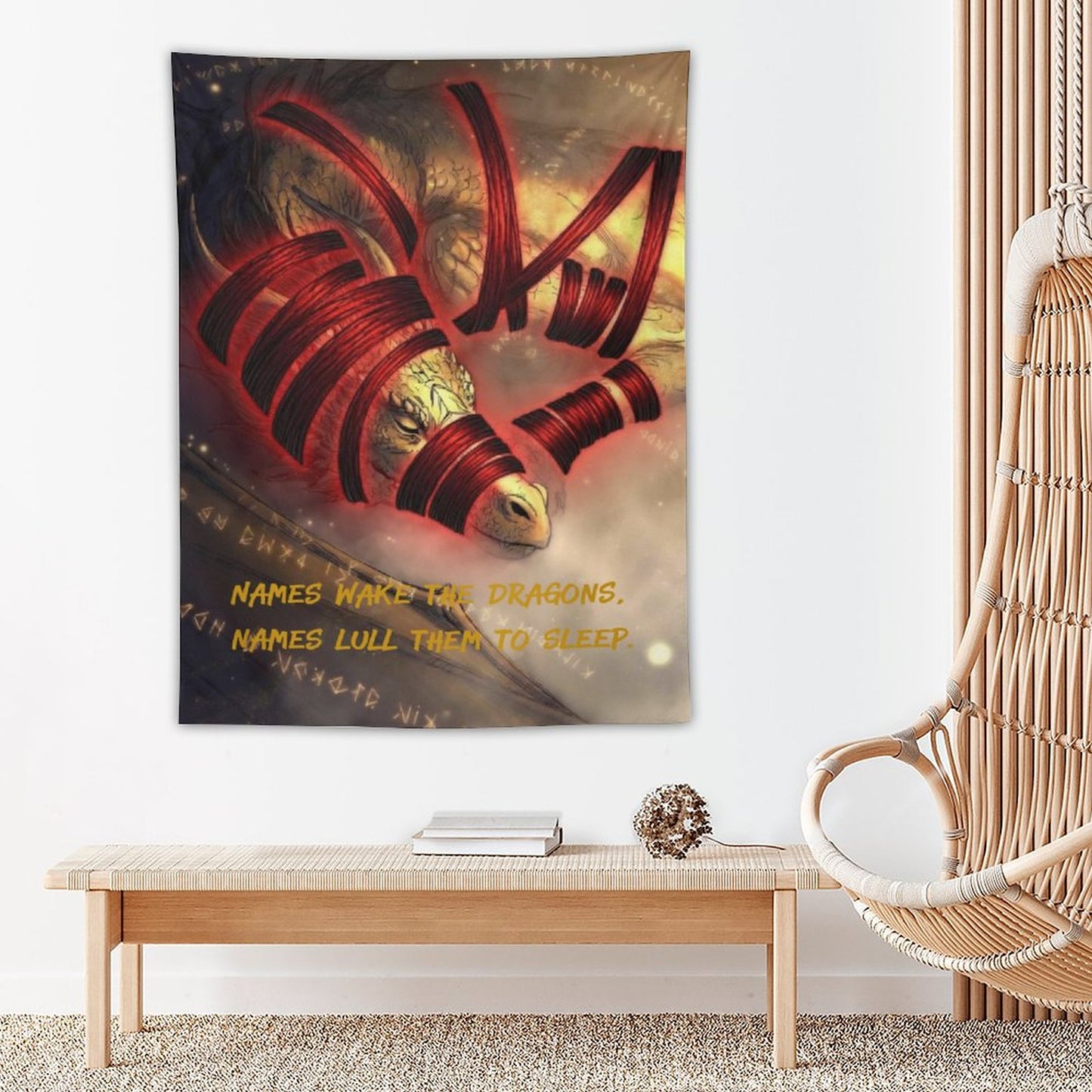 Rumpelstiltskin Collection: Names wake the Dragons Vertical Tapestry