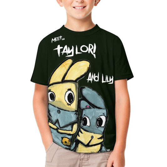 Valentine's Monsters Taylor and Lily Children's T-Shirt - Black