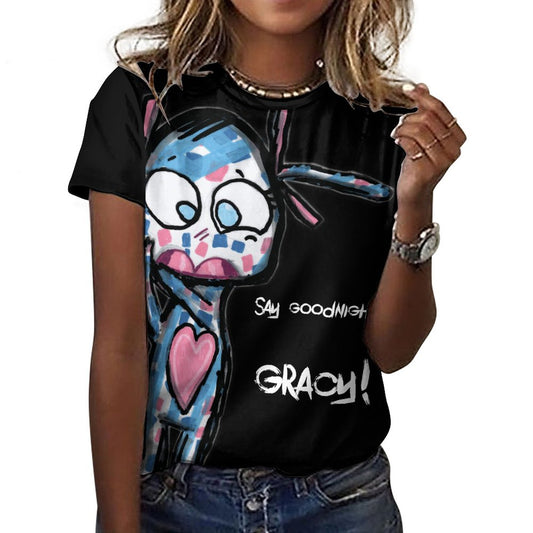 Valentine's Monsters: Say Goodnight Gracy Women's T-Shirt in Black