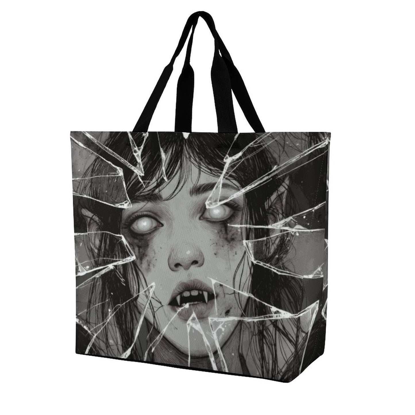 The Goblin Grins Collection: Shattered Glass Large One Shoulder Shopping Bag