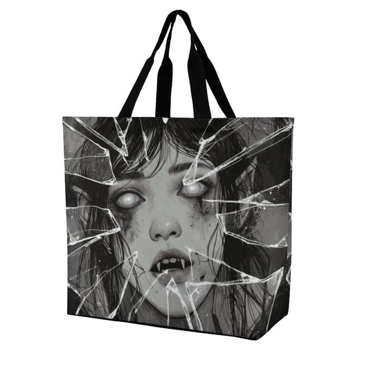 The Goblin Grins Collection: Shattered Glass Large One Shoulder Shopping Bag