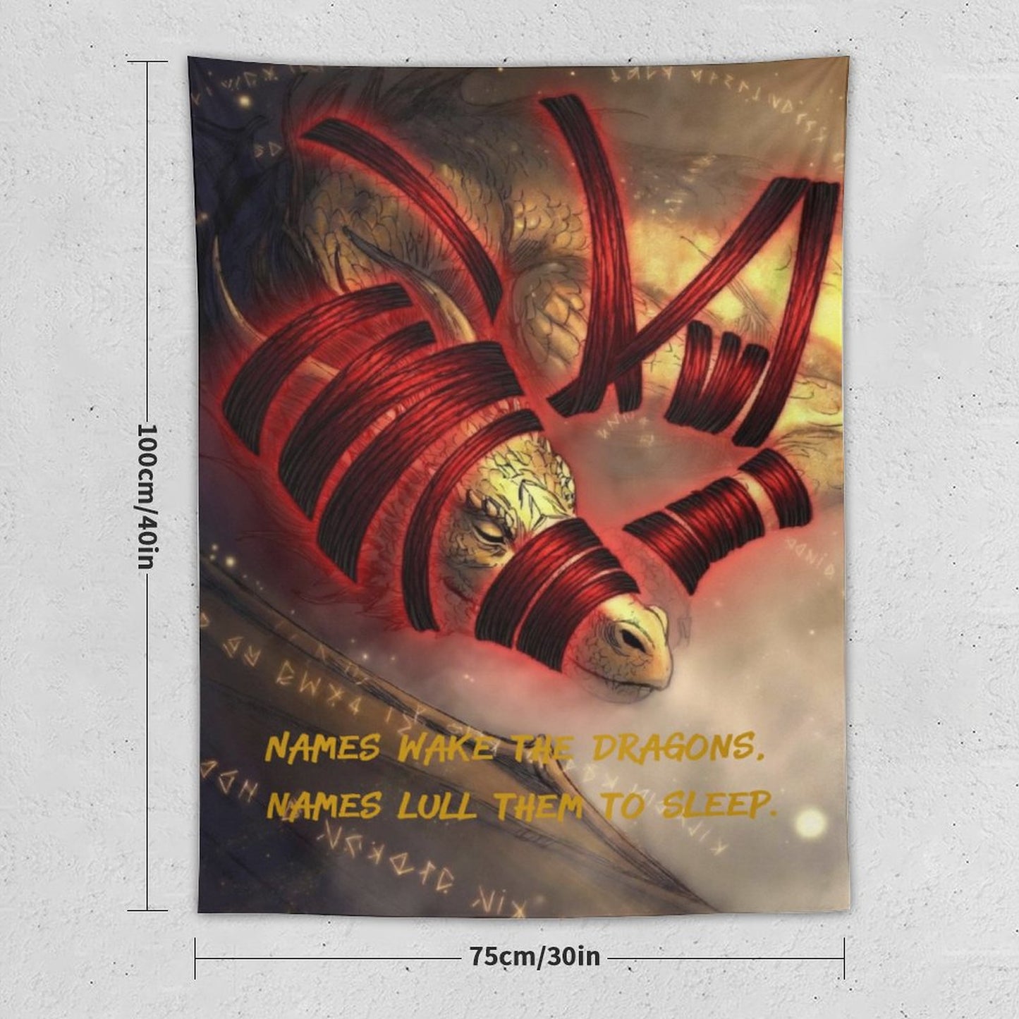 Rumpelstiltskin Collection: Names wake the Dragons Vertical Tapestry