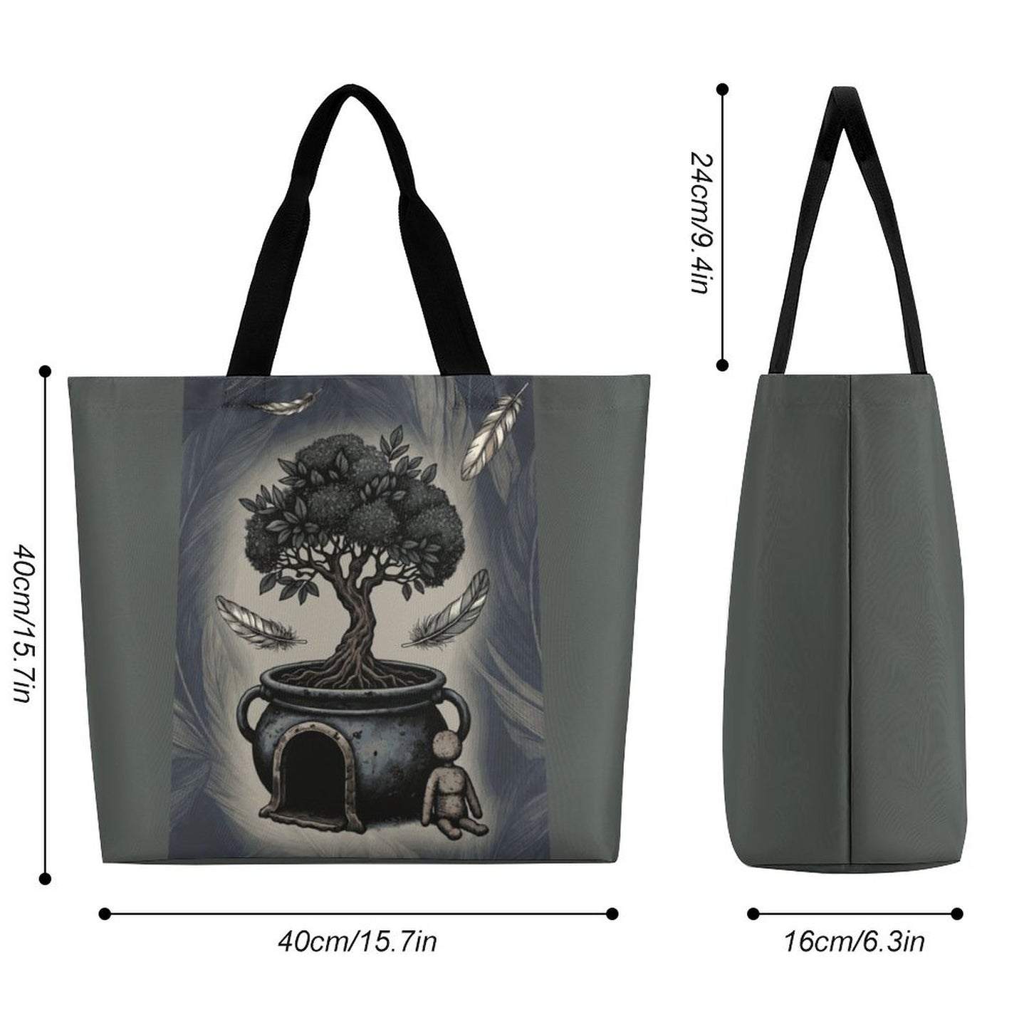 Cauldron Tree Large One Shoulder Shopping Bag