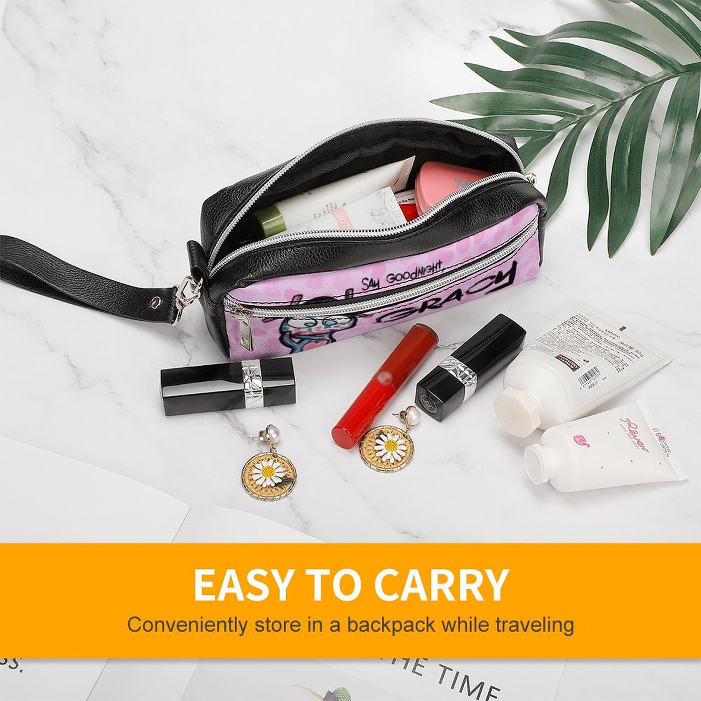Valentine's Monsters: Say Goodnight Gracy Versatile Cosmetic Bag & Pencil Case Pouch in Soft Pink